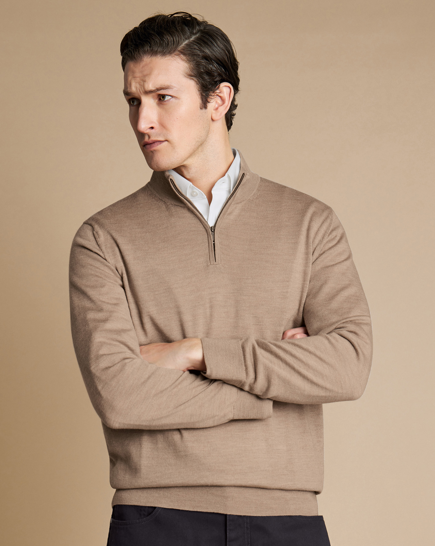 Merino Zip Neck Jumper - Oatmeal