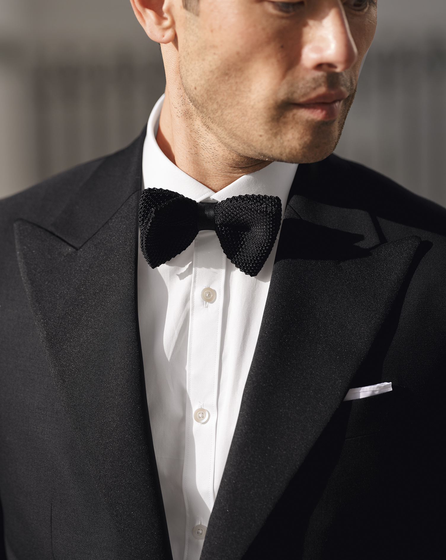 Silk Knitted Bow Tie - Black