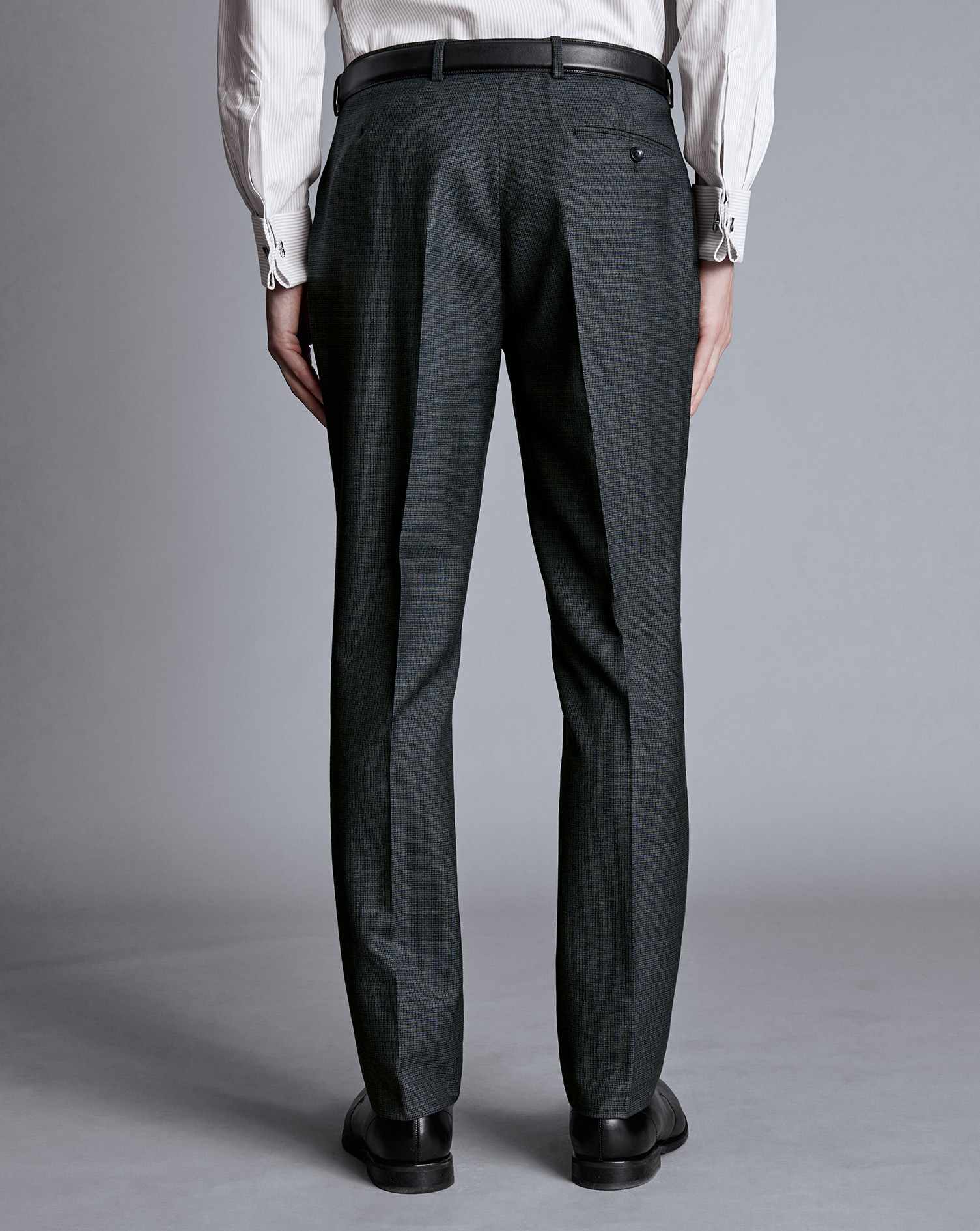 Micro Check Suit Trousers - Dark Grey