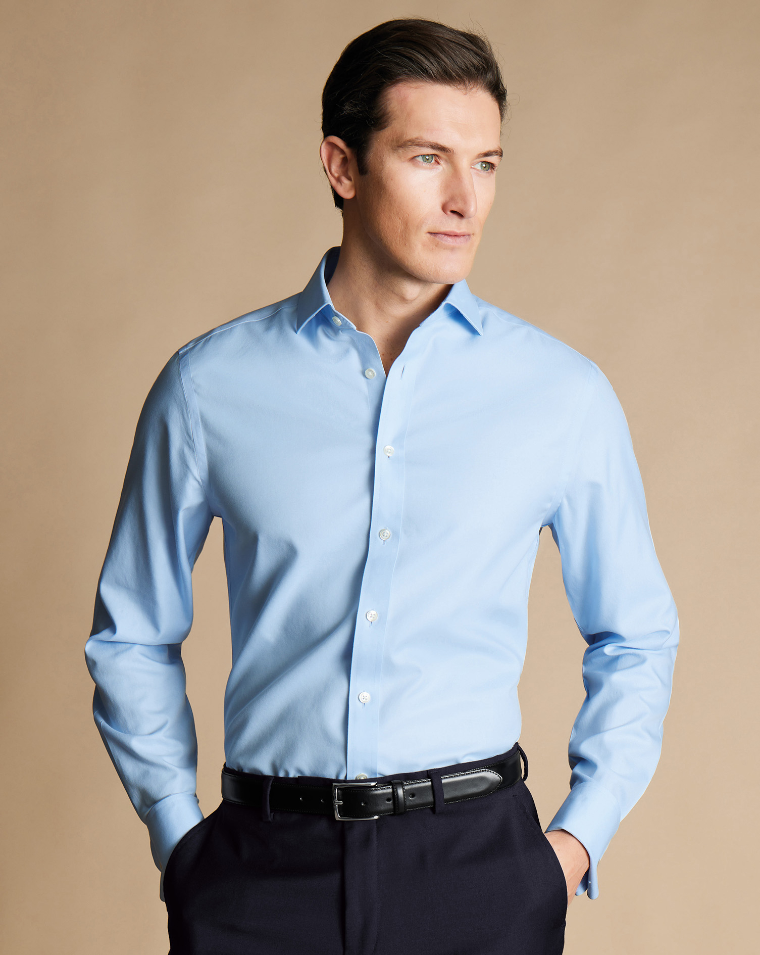 Cutaway Collar Non-Iron Twill Shirt - Sky Blue