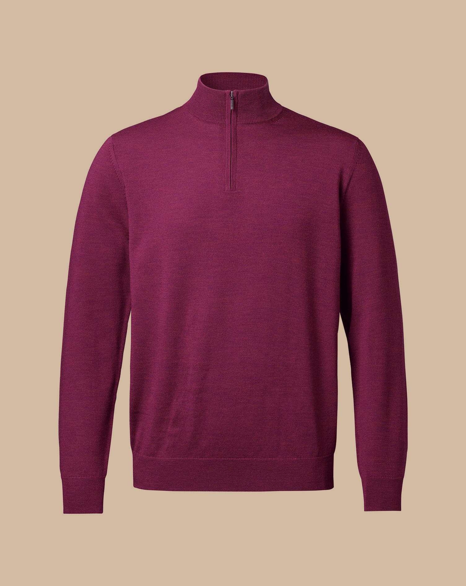 Merino Zip Neck Jumper - Dark Pink