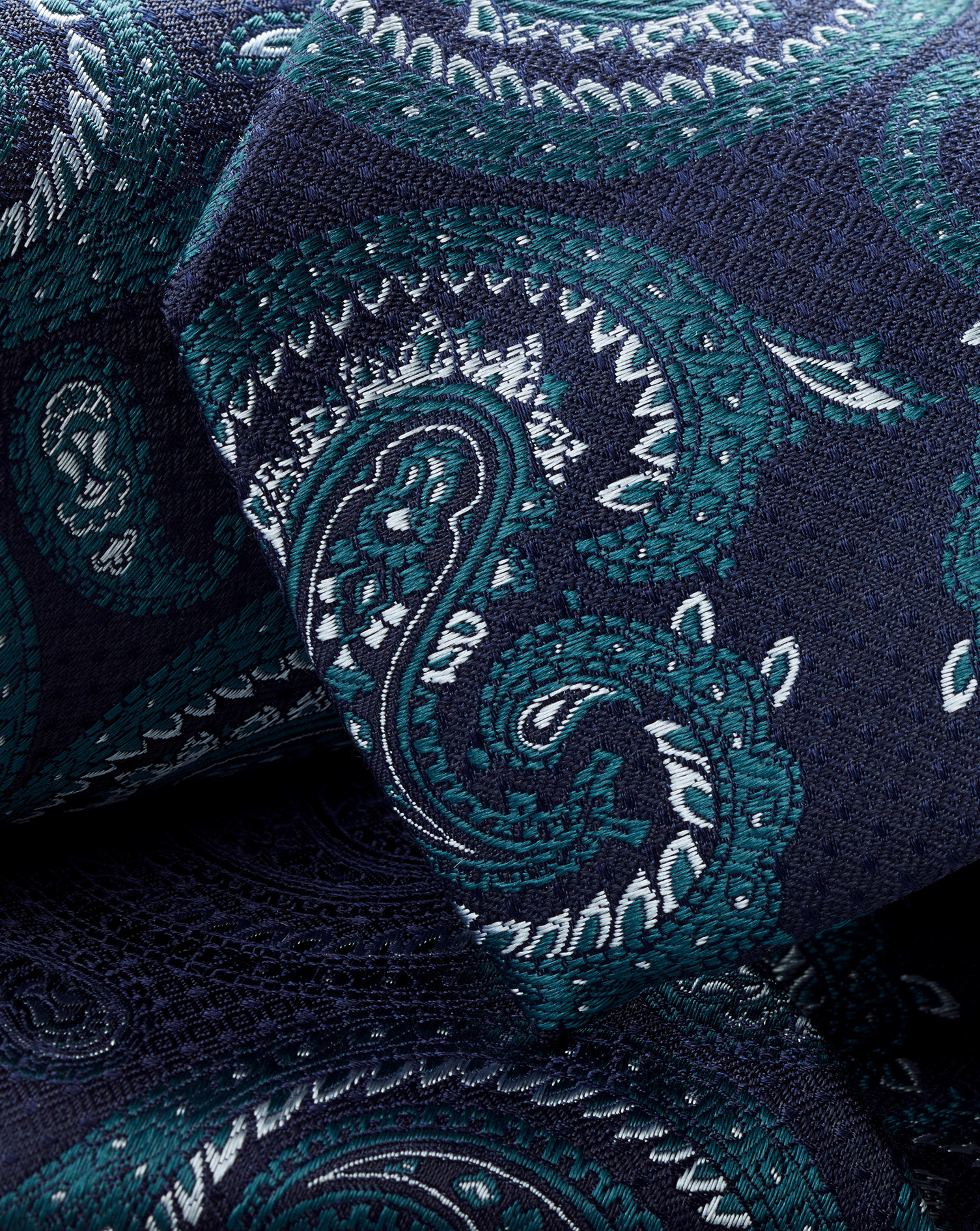 Paisley Silk Tie - Ink Blue & Atlantic Green