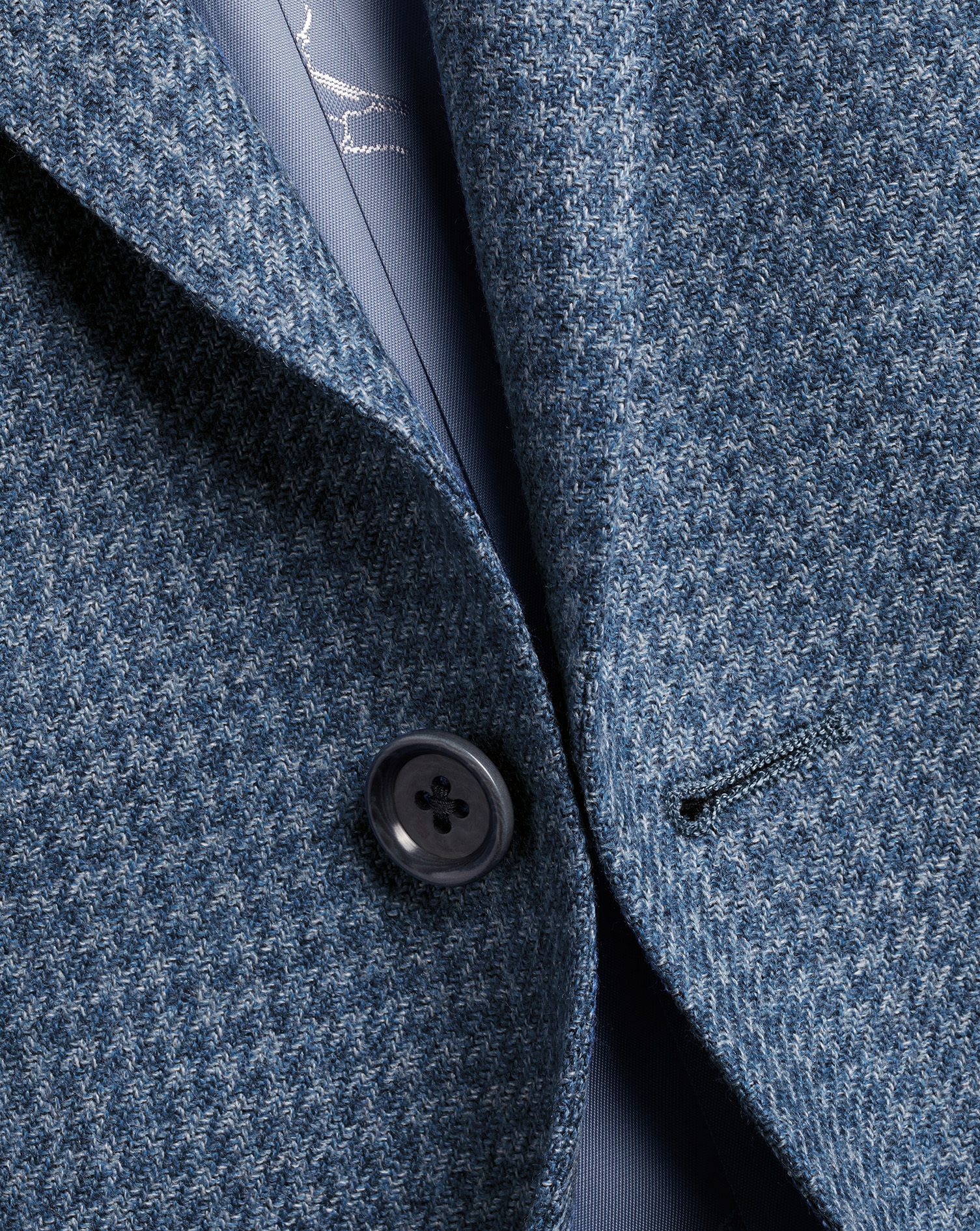 Puppytooth Wool Silk Jacket - Steel Blue