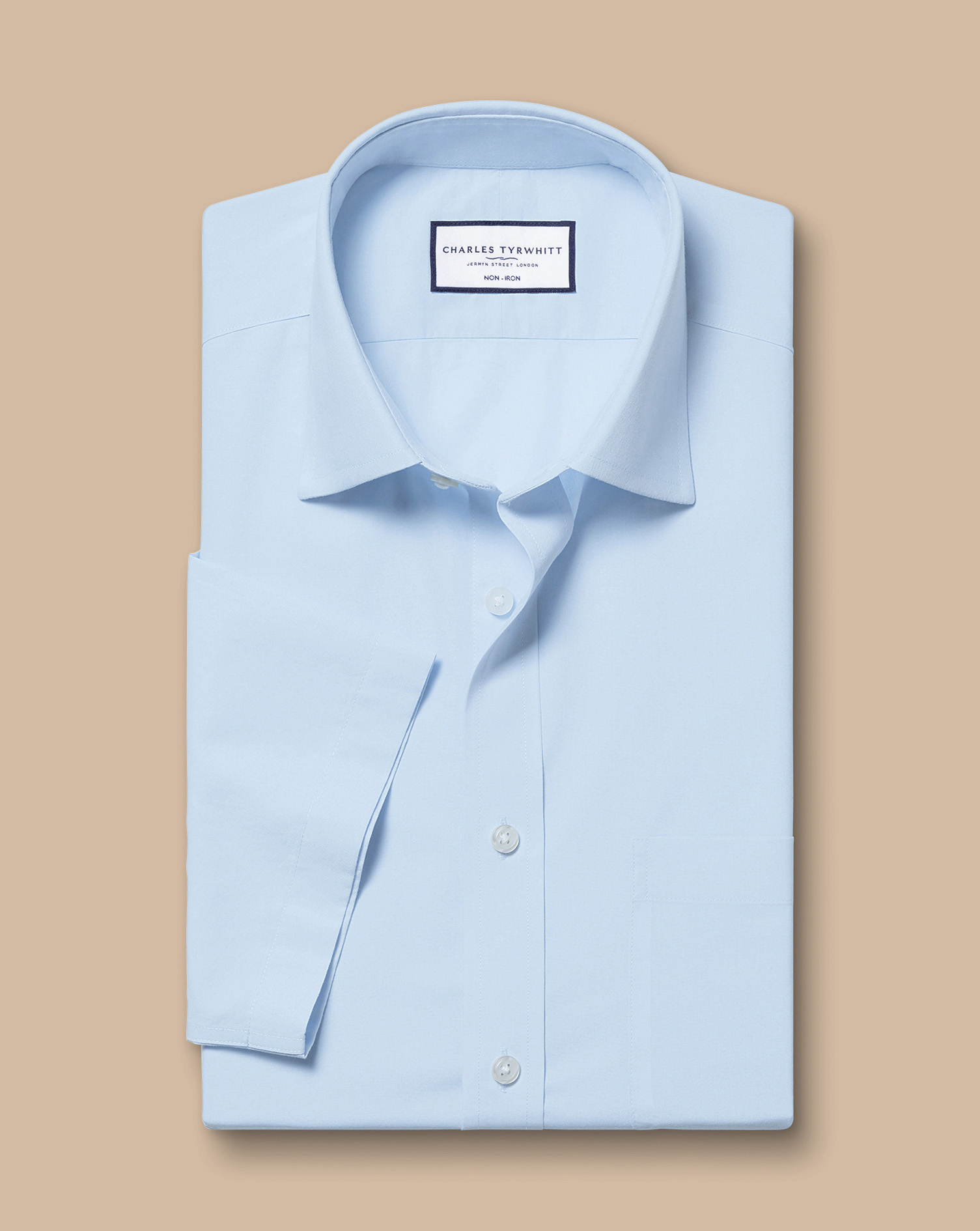 Non-Iron Poplin Short-Sleeve Shirt - Sky Blue