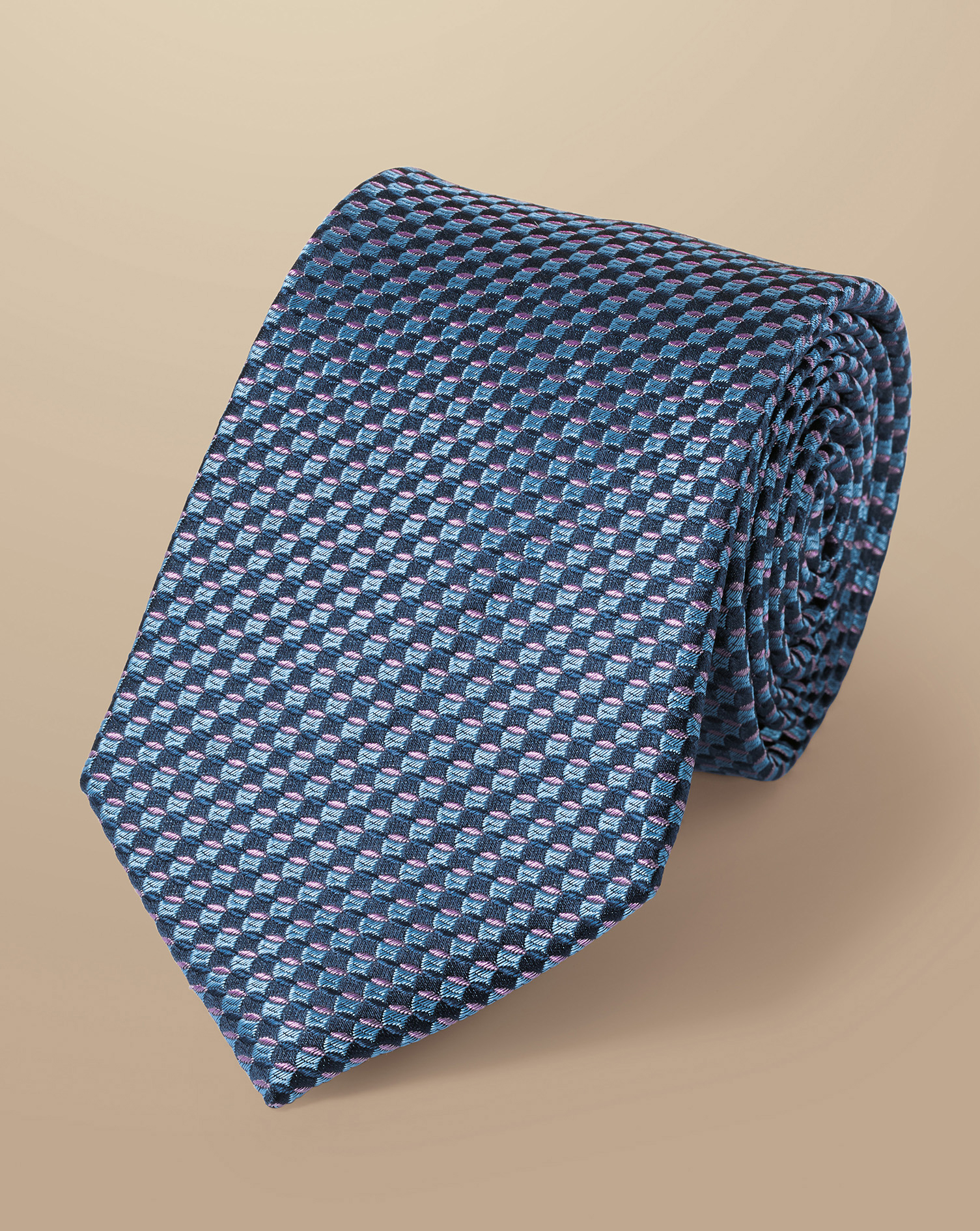 Semi Plain Silk Pattern Tie - Ocean Blue