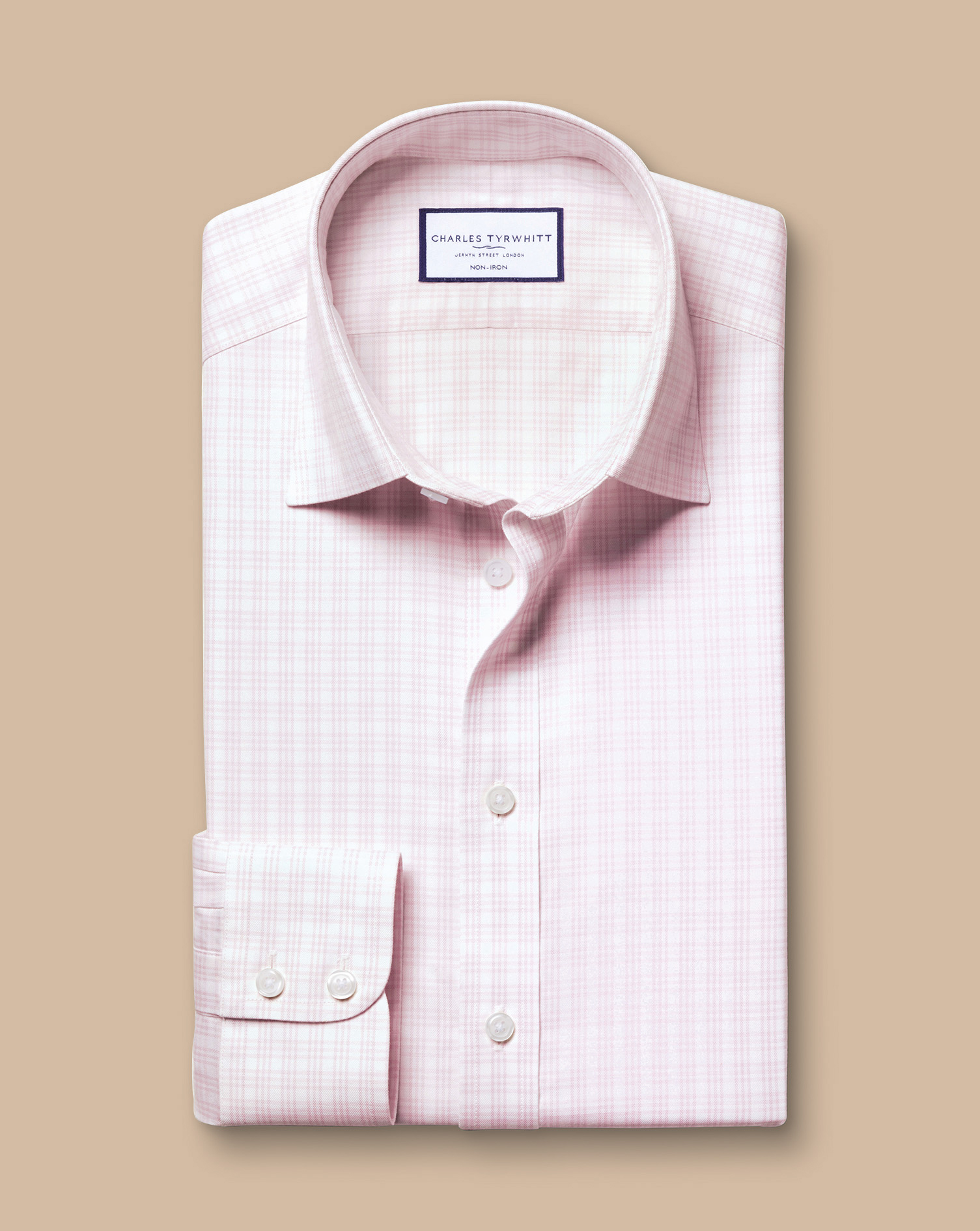 Non-Iron Twill Check Shirt - Pink