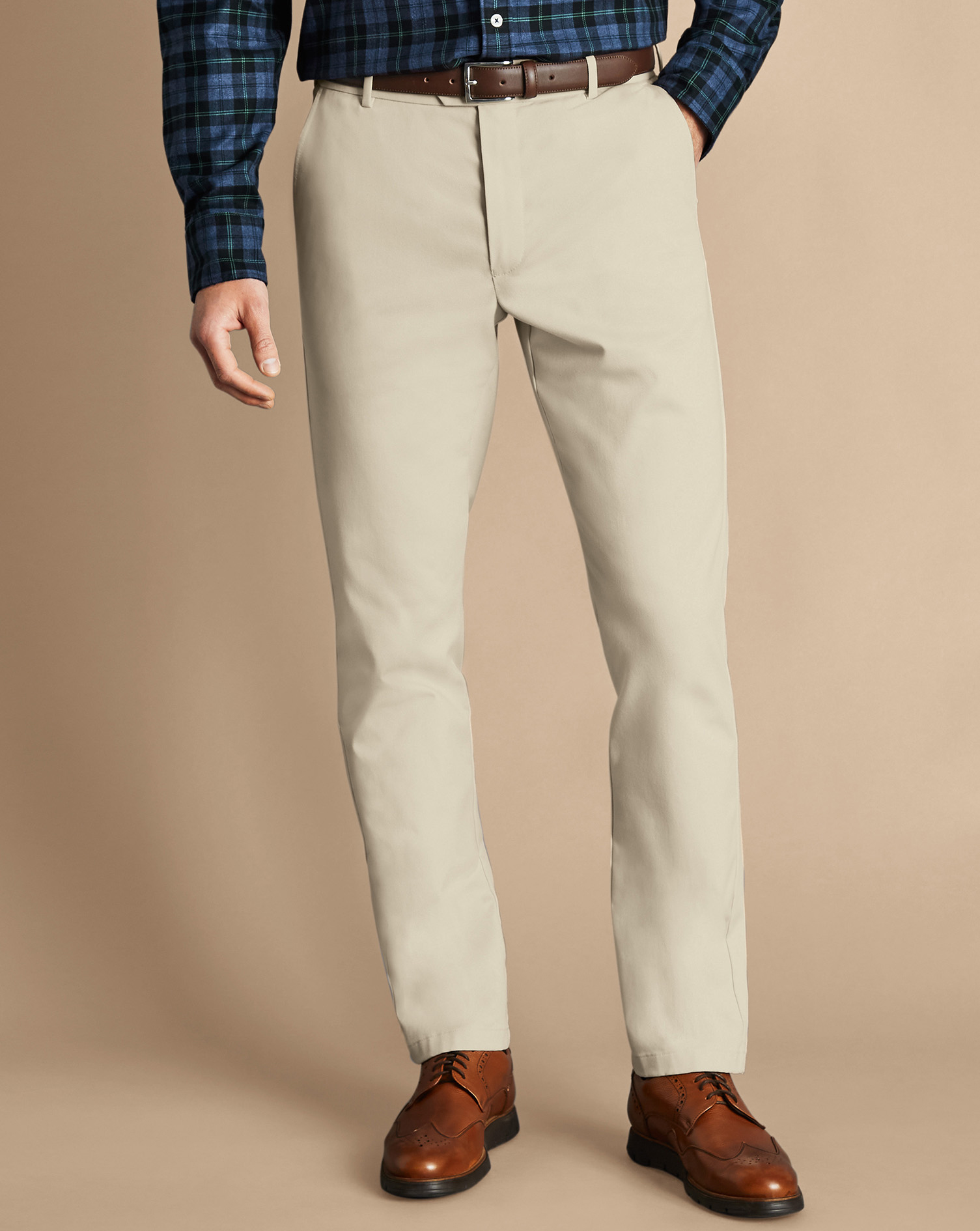 Charles Tyrwhitt Ultimate Non-iron Cotton Chino Pants In Neutral