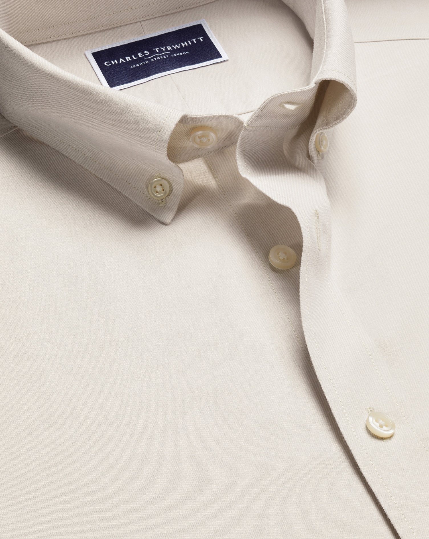 Charles Tyrwhitt Twill-Hemd aus gebürsteter Baumwolle - Cremefarben