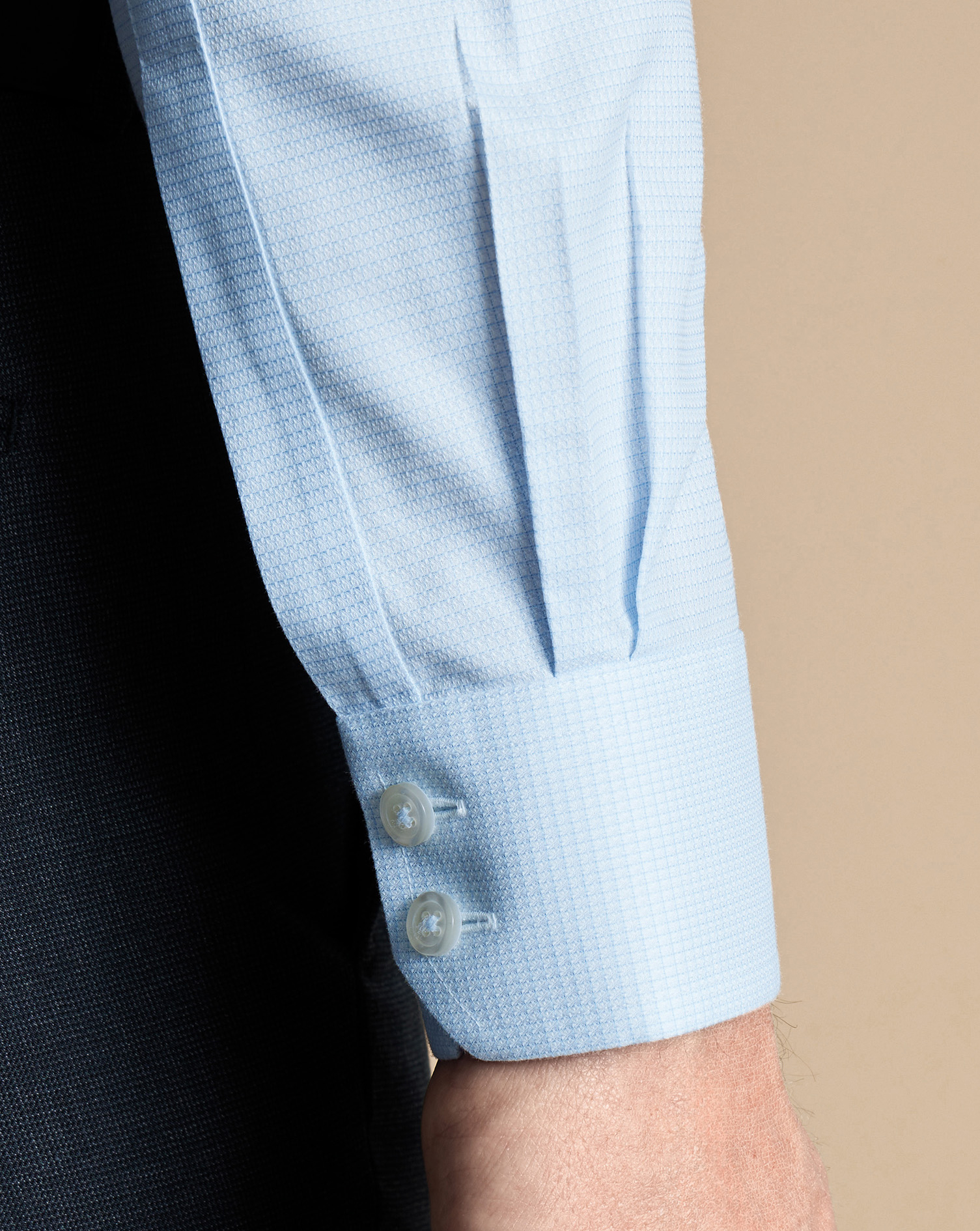 Cutaway Collar Non-Iron Stretch Kensington Weave Shirt - Light Blue