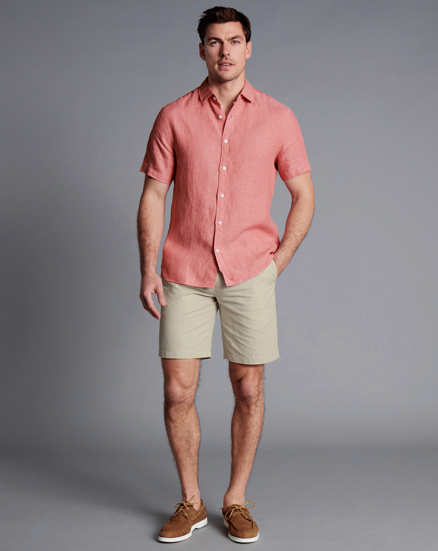 Charles Tyrwhitt Men's  Cotton Shorts In Neutral