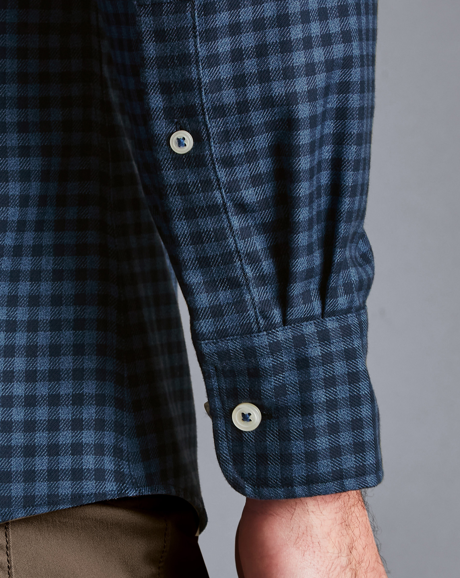 Button-Down Collar Non-Iron Twill Gingham Shirt - Indigo Blue