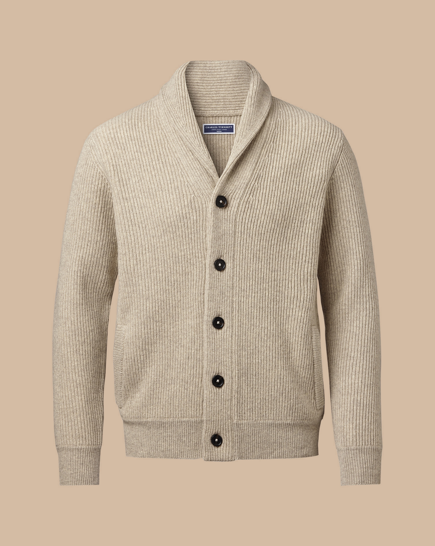 Merino Shawl Neck Chunky Cardigan - Oatmeal