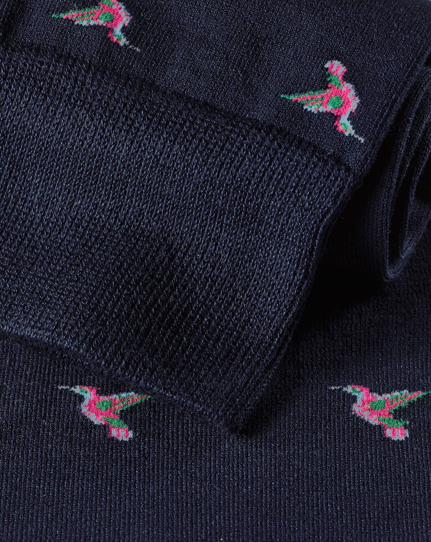 Bird Motif Socks - French Navy