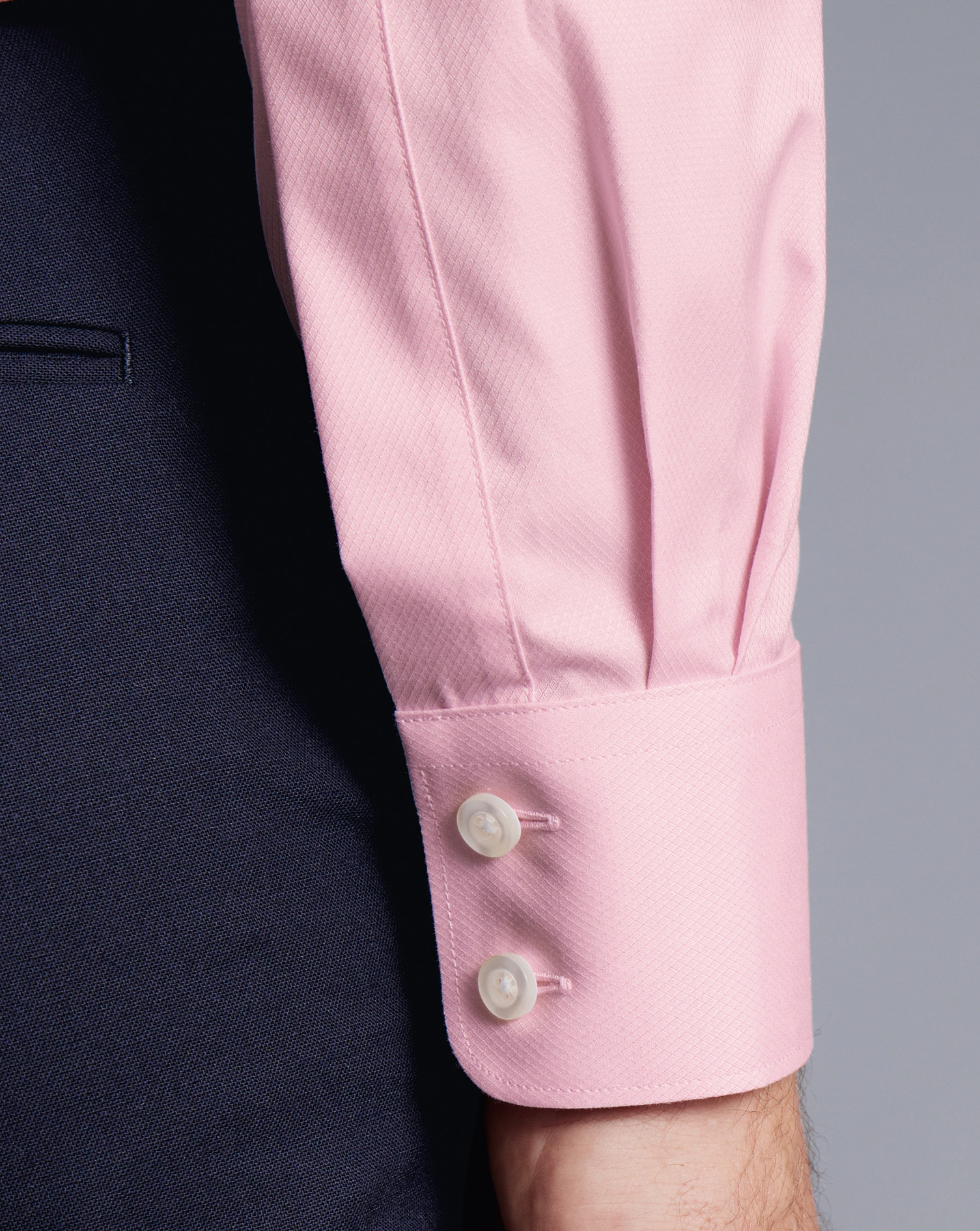 Semi-Cutaway Collar Egyptian Cotton Berkshire Weave Shirt - Pink