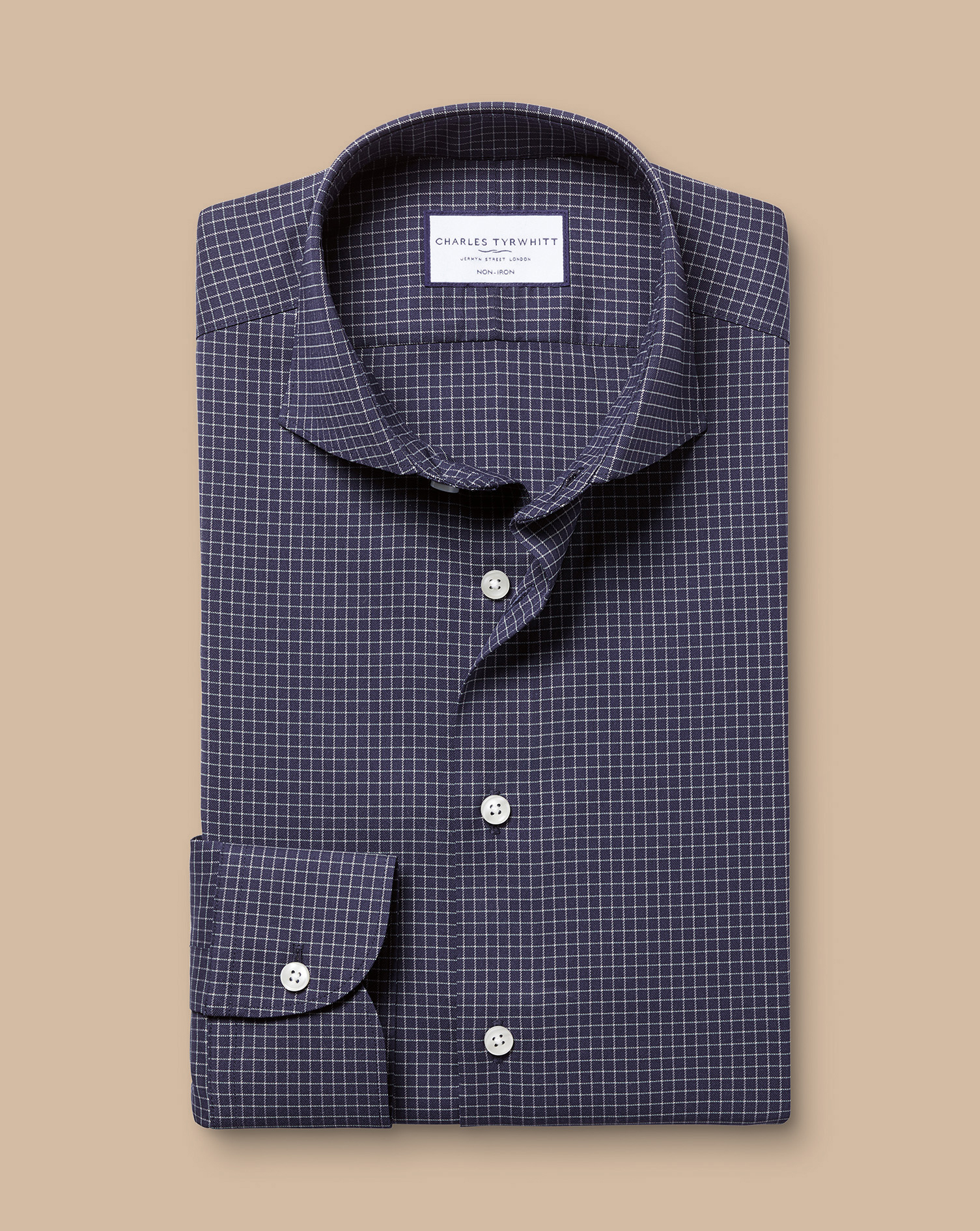 Non-Iron Performance Twill Fine Check Shirt - French Blue