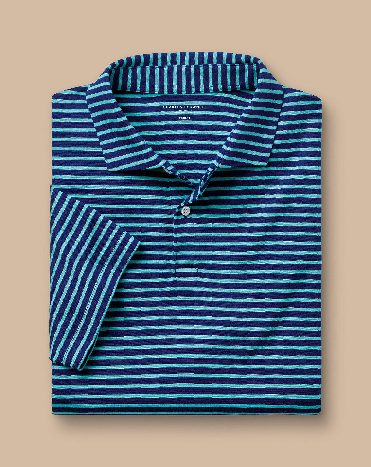 Smart Jersey Stripe Polo - Aqua Green