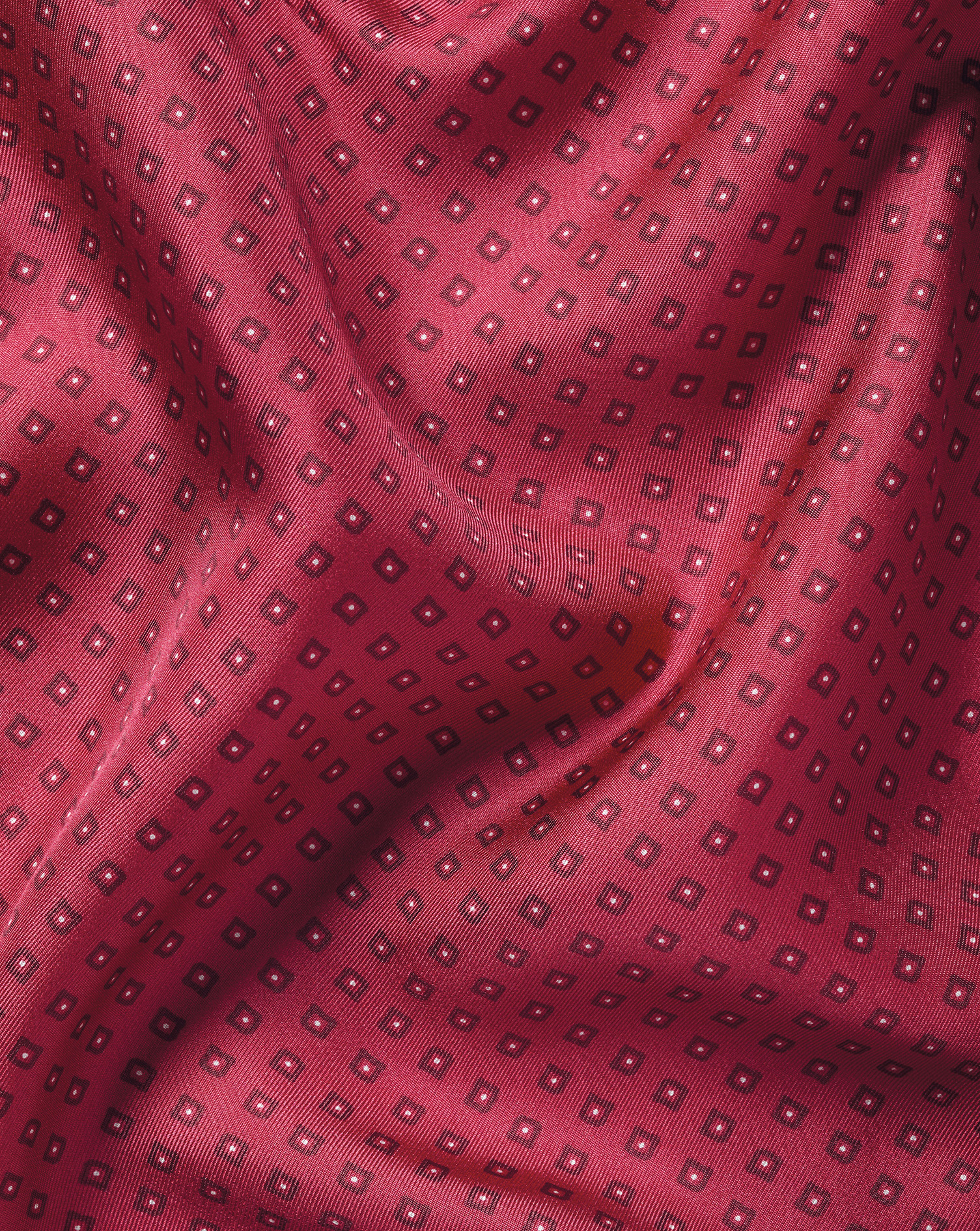 Geo Print Silk Pocket Square - Red