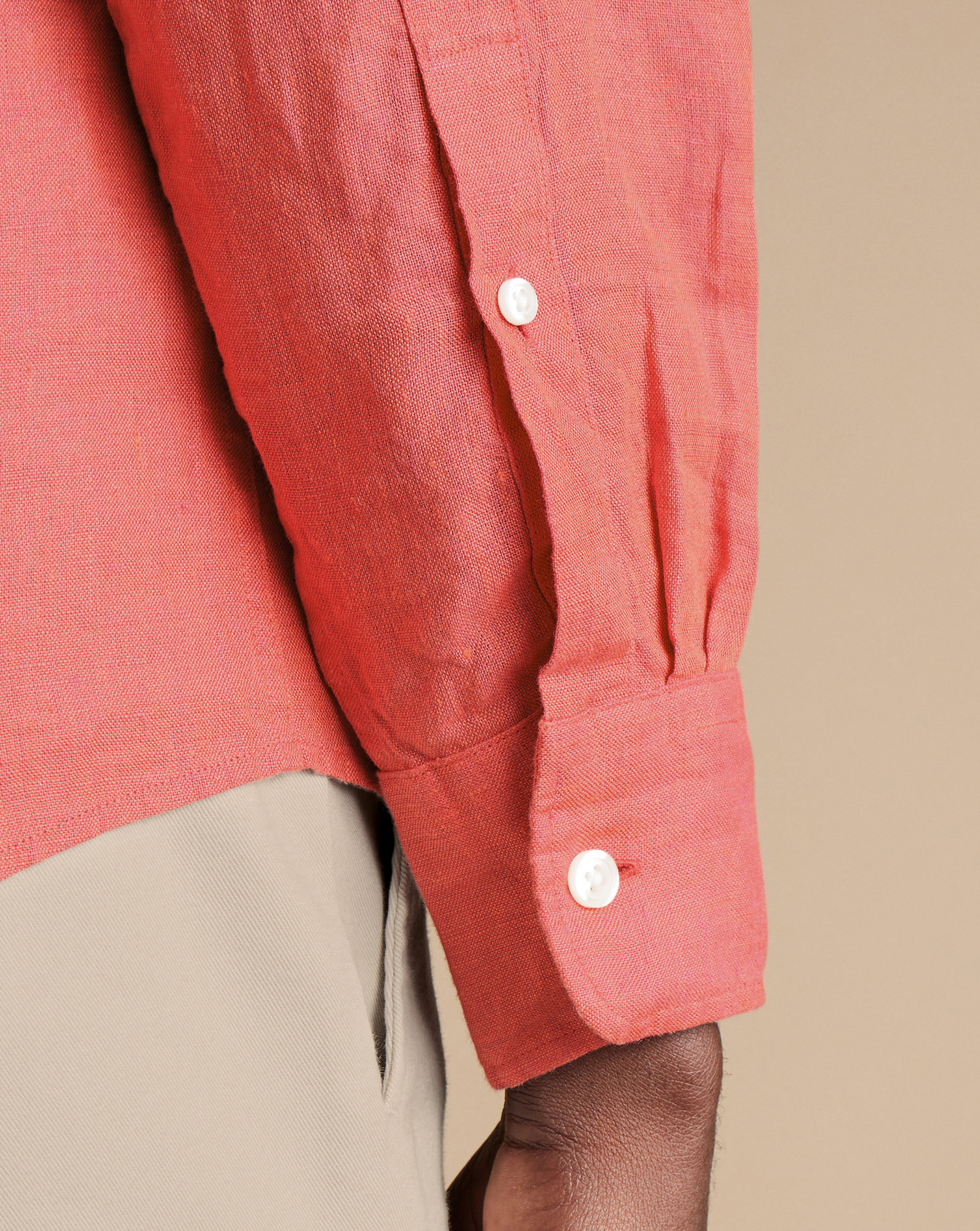 Pure Linen Shirt - Coral Pink