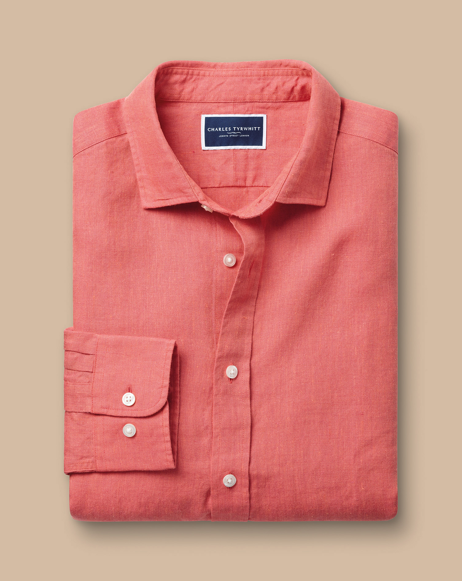 Pure Linen Shirt - Coral Pink