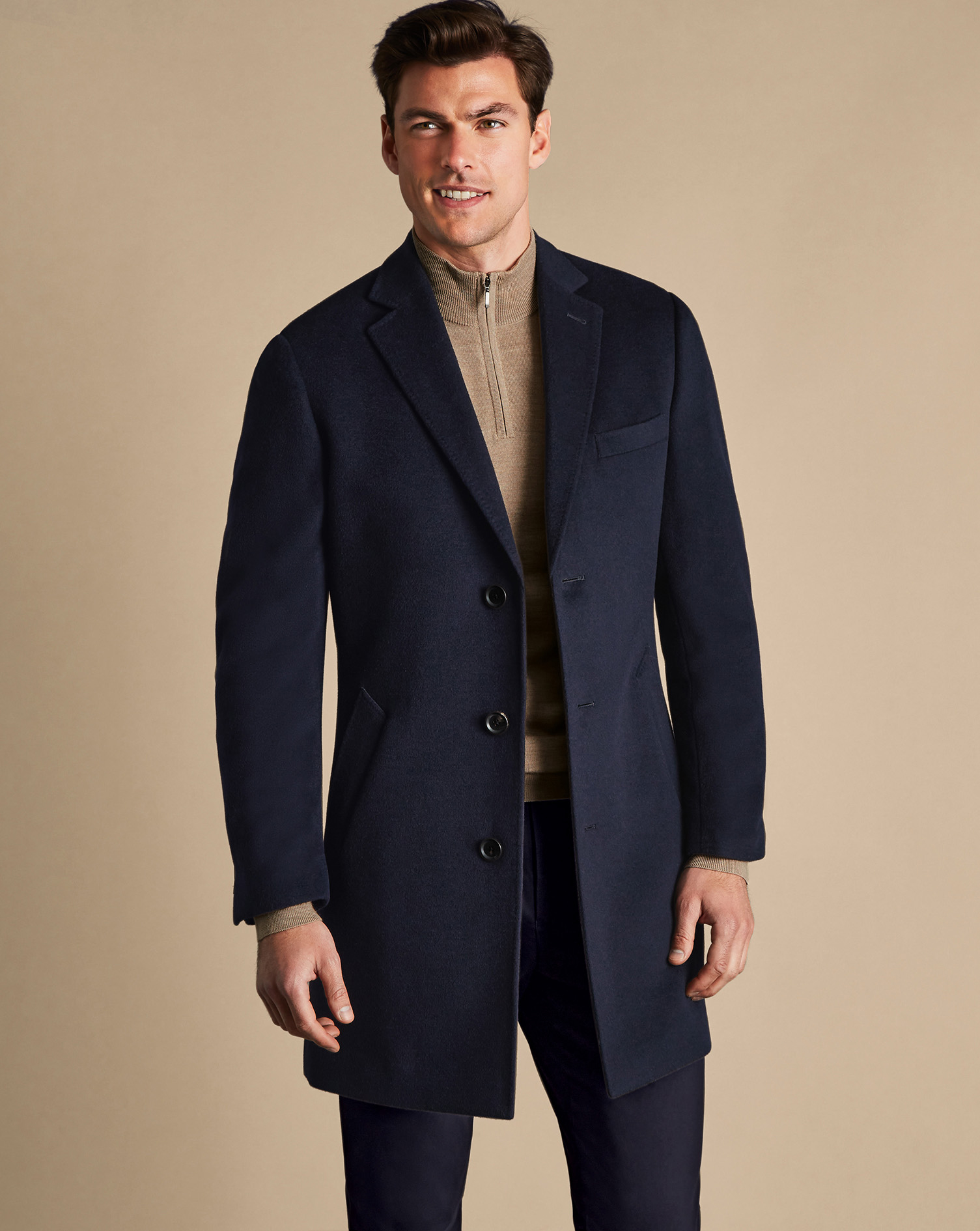 Charles Tyrwhitt Wool Overwool Coat In Blue