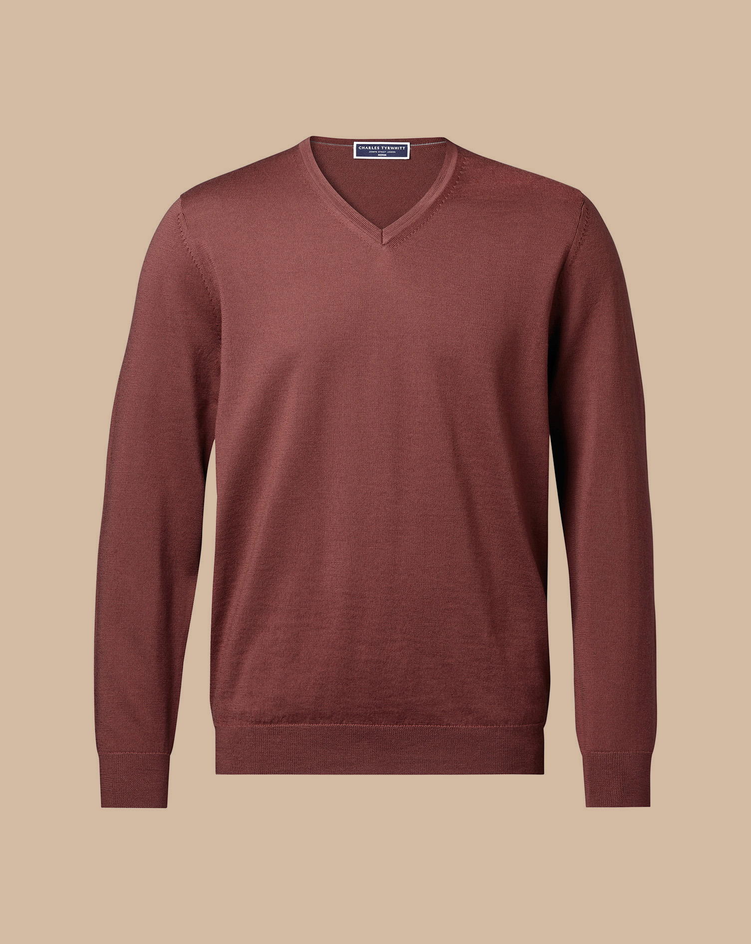 Merino V-Neck Jumper - Rosewood