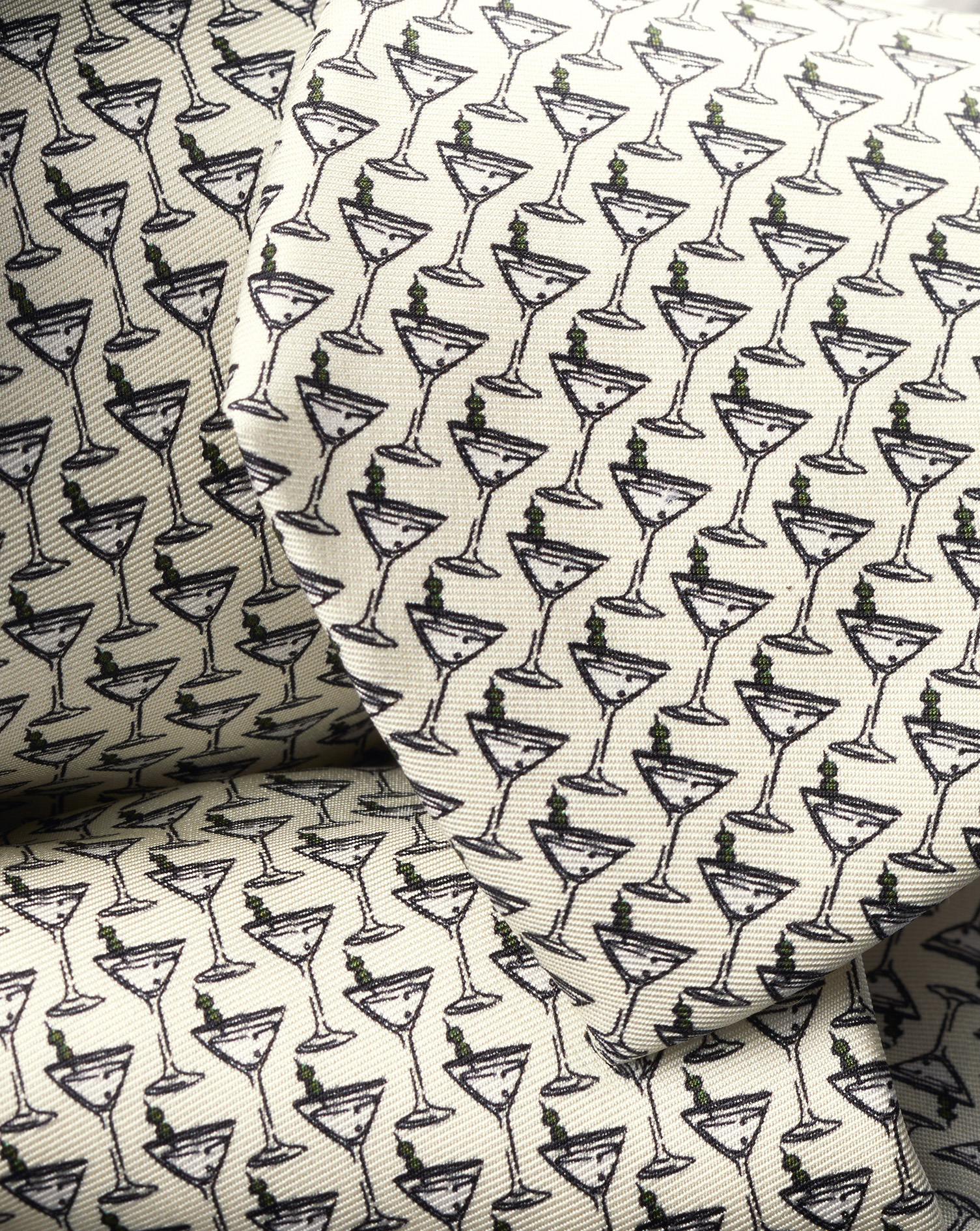 Martini Print Silk Tie - Ivory