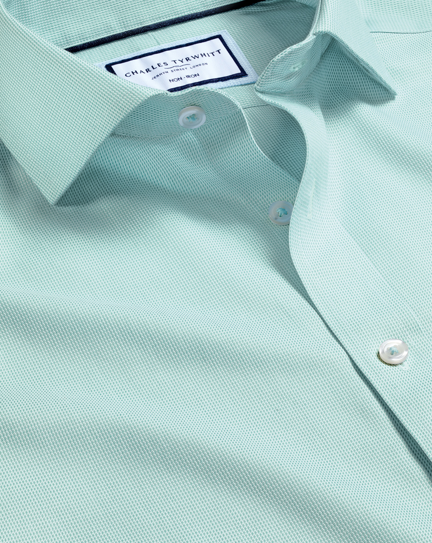 Weave Non-Iron Charles Shirt | Clifton Aqua Green Spread Collar Tyrwhitt -