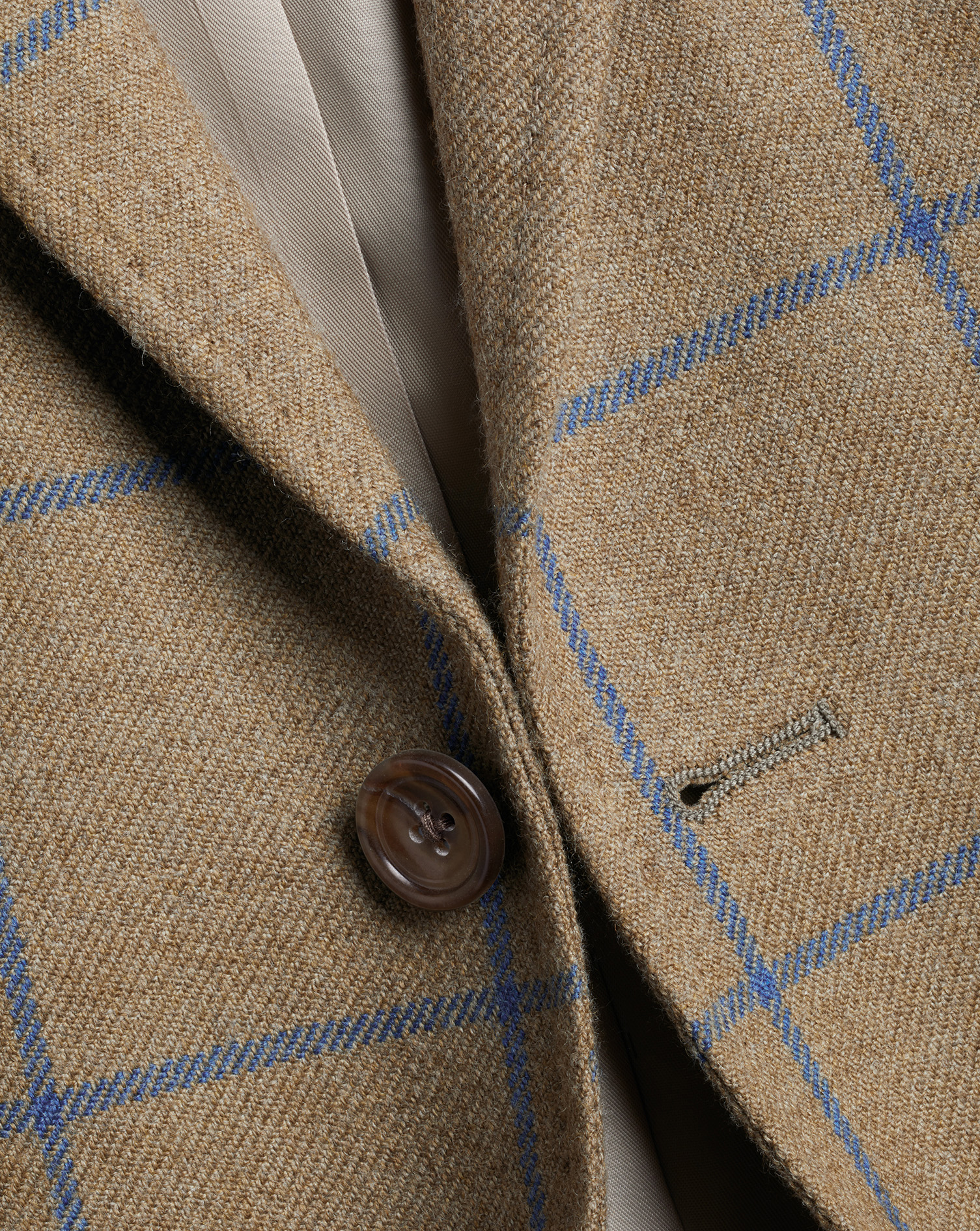 Windowpane Wool Texture Jacket - Taupe