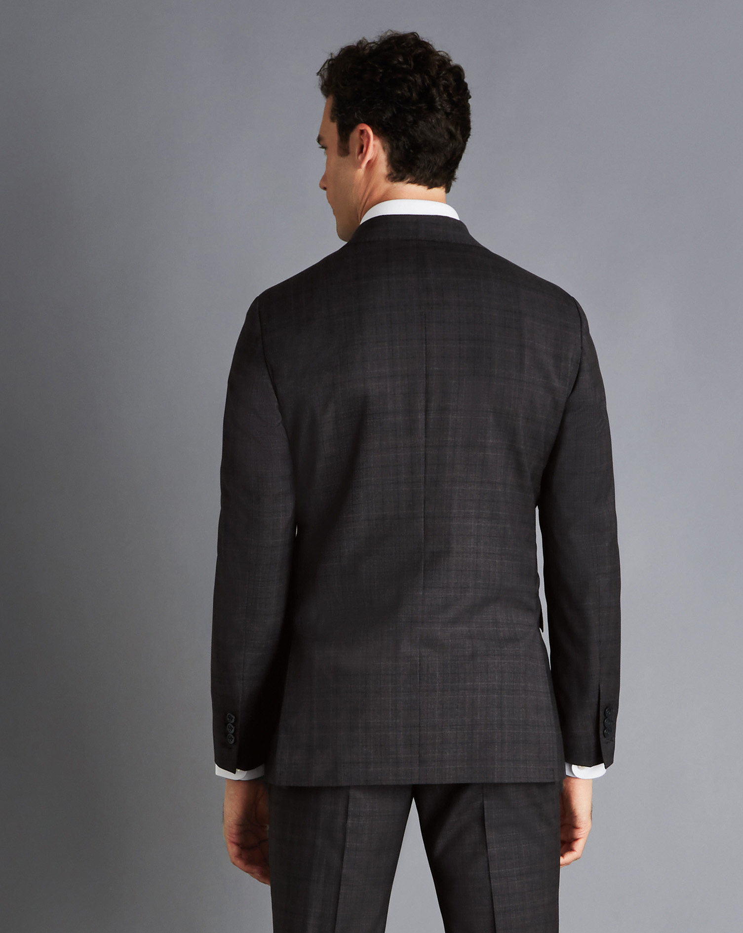 Italian Prince of Wales Check Suit Jacket - Charcoal Grey