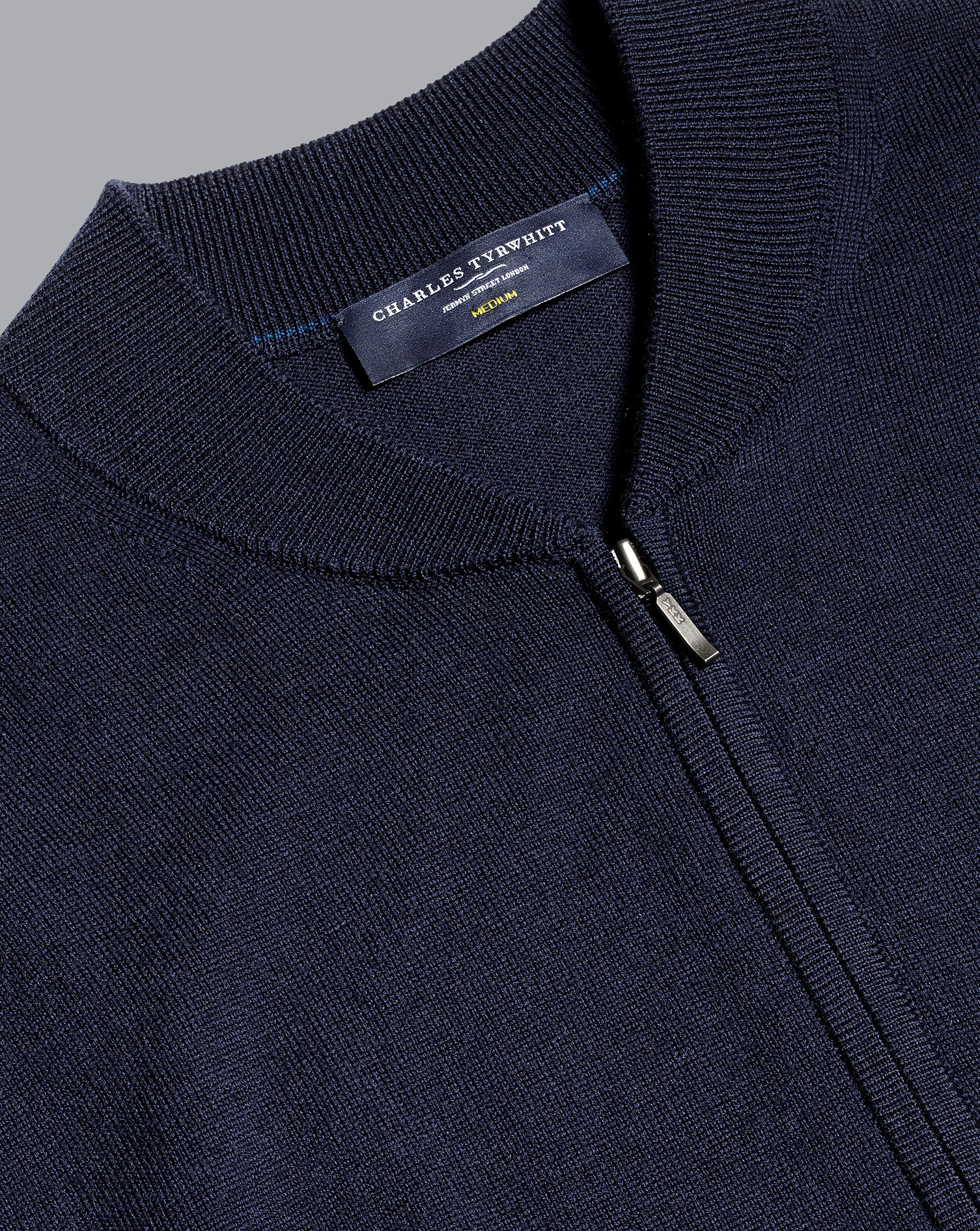 Merino Zip Through Bomber Jacket - Navy