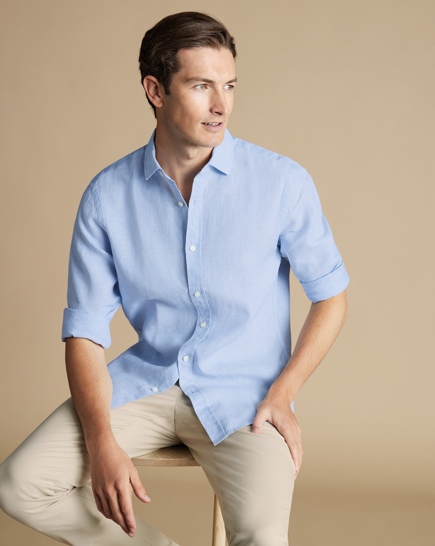 Pure Linen Shirt - Sky Blue