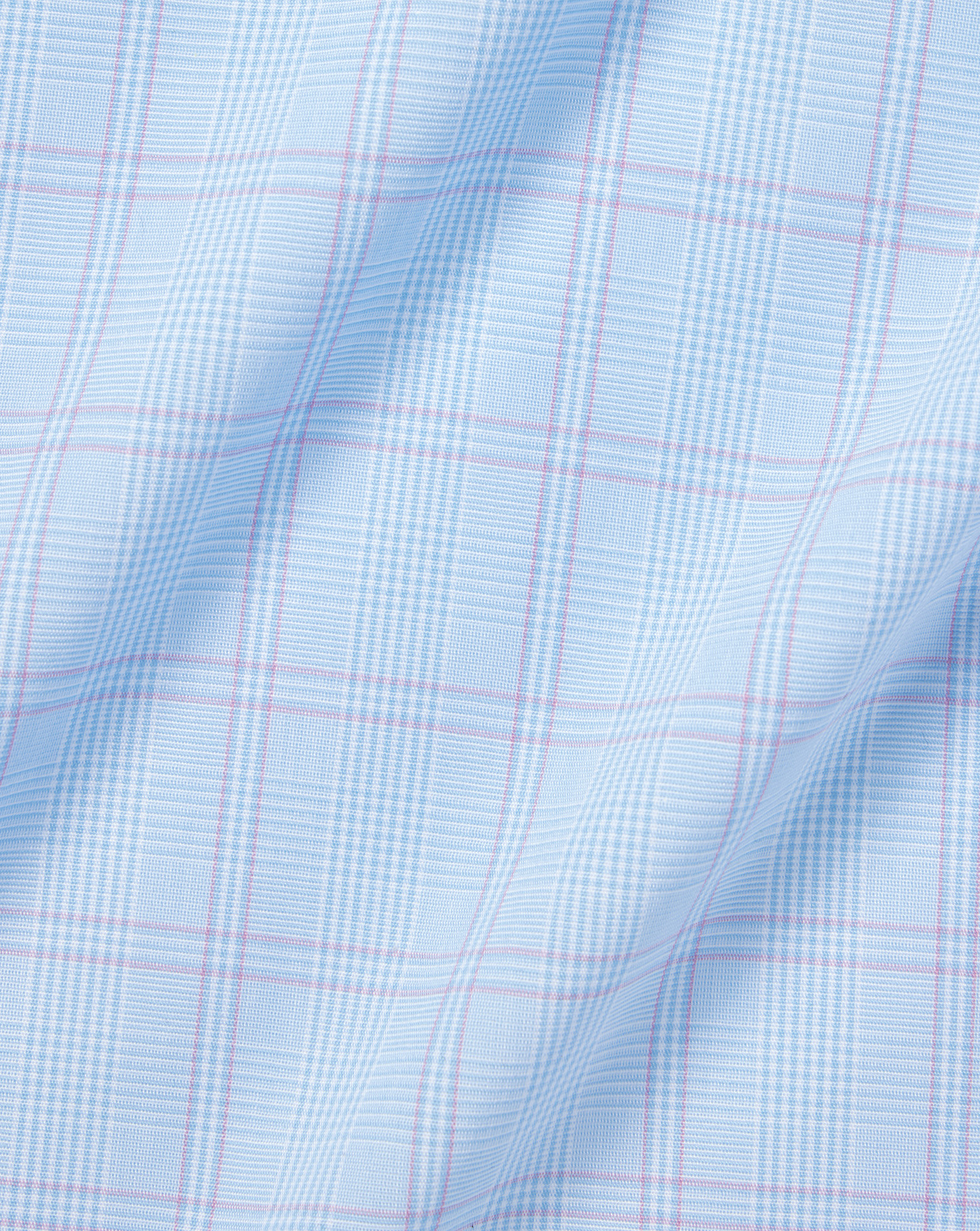 Non-Iron Prince Of Wales Check Shirt - Light Blue