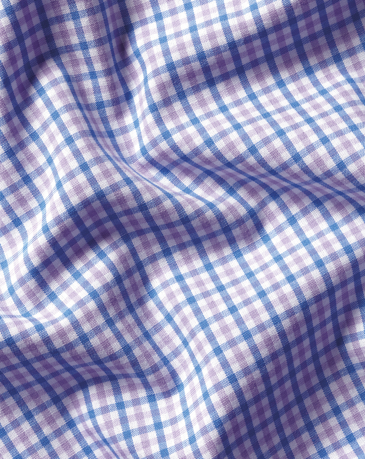 Button-Down Collar Non-Iron Stretch Poplin Mini Gingham Shirt - Lilac Purple & Blue