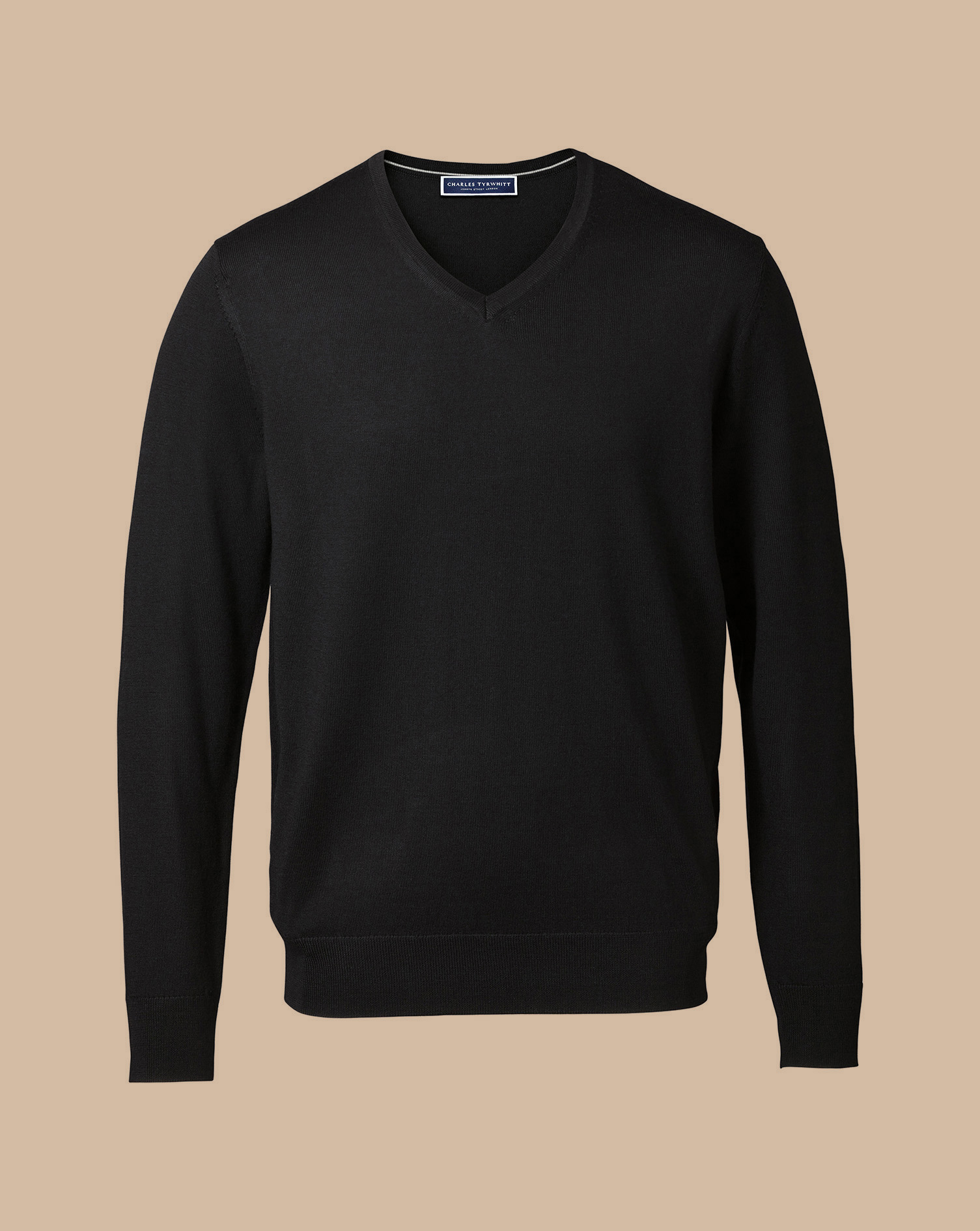 Merino V-Neck Jumper - Black