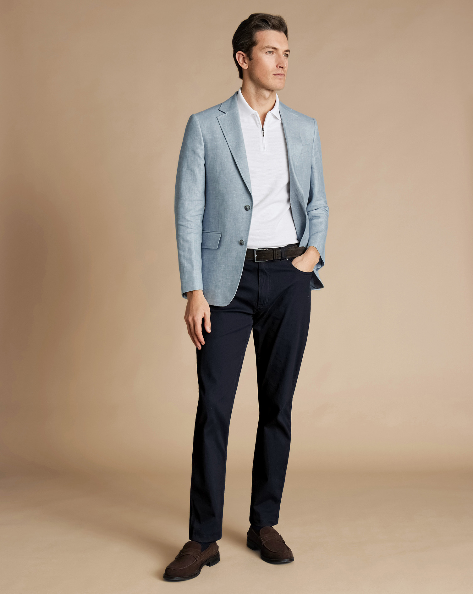 Linen Cotton Jacket - Mid Blue