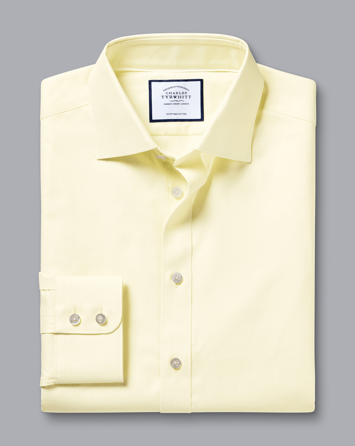 Semi-Cutaway Collar Egyptian Cotton Berkshire Weave Shirt - Lemon