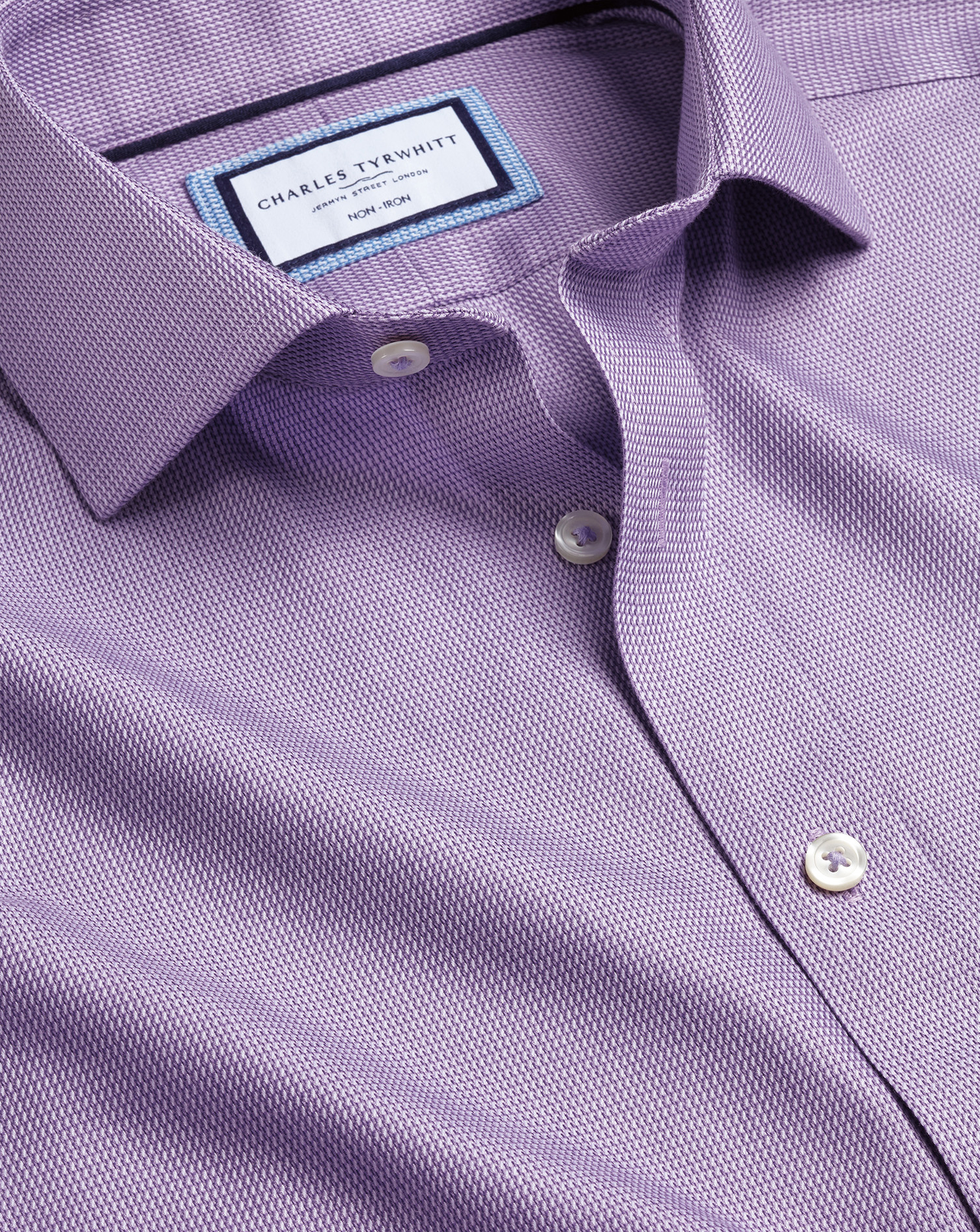 Charles Tyrwhitt Men's  Cutaway Collar Non-iron Mayfair Weave Dress Shirt In Purple