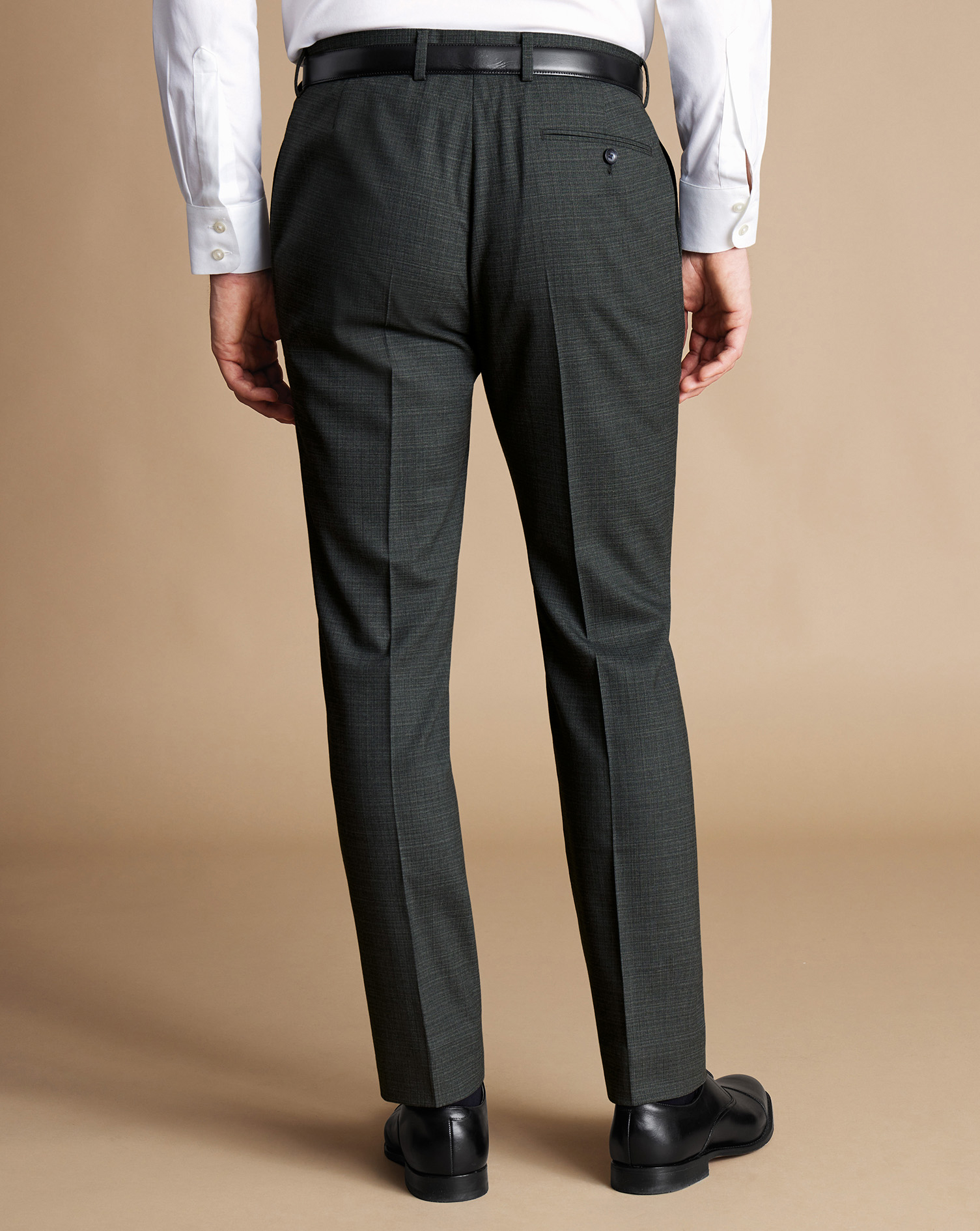 Micro Grid Check Suit Trousers - Grey