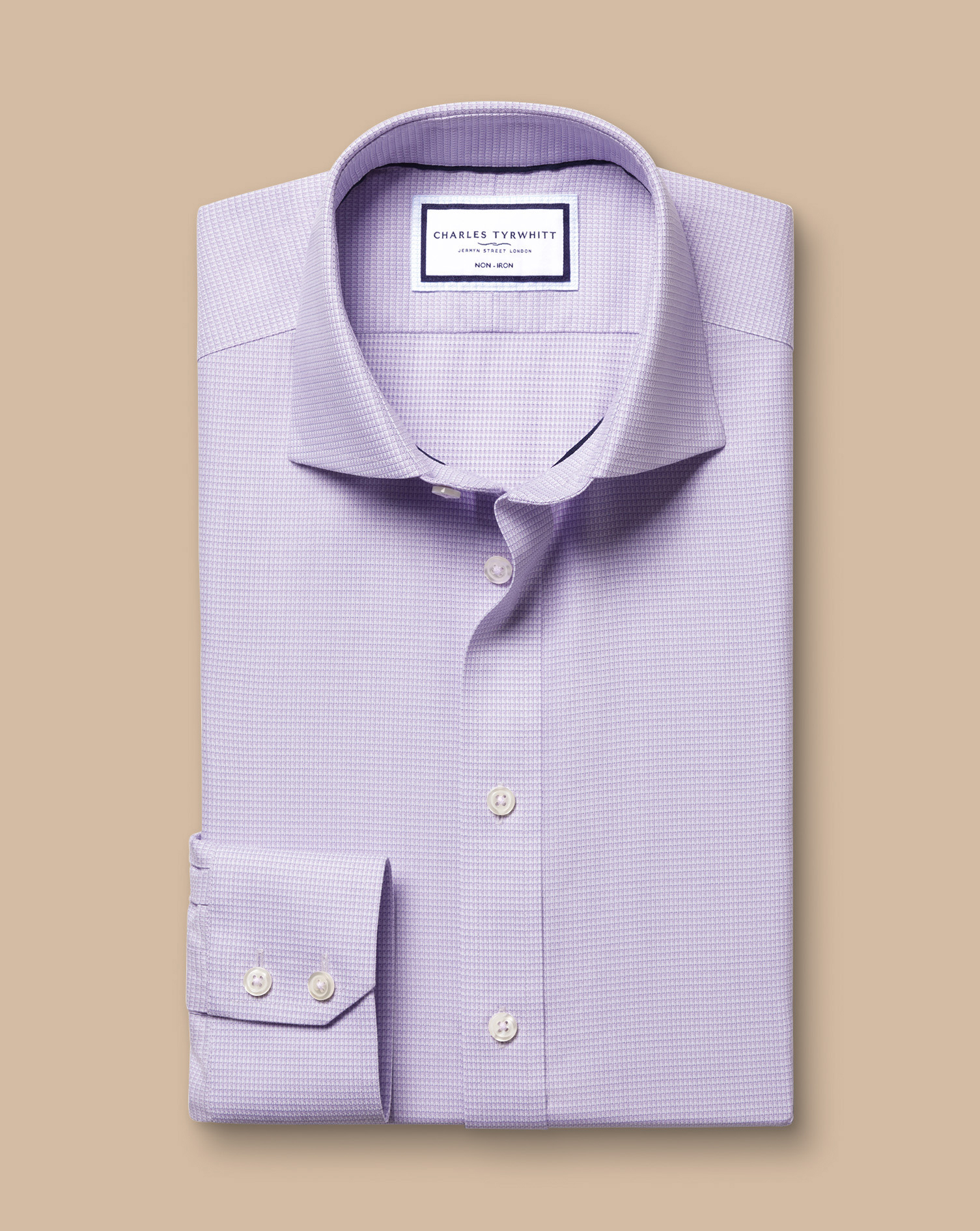 Cutaway Collar Non-Iron Stretch Kensington Weave Shirt - Lilac Purple