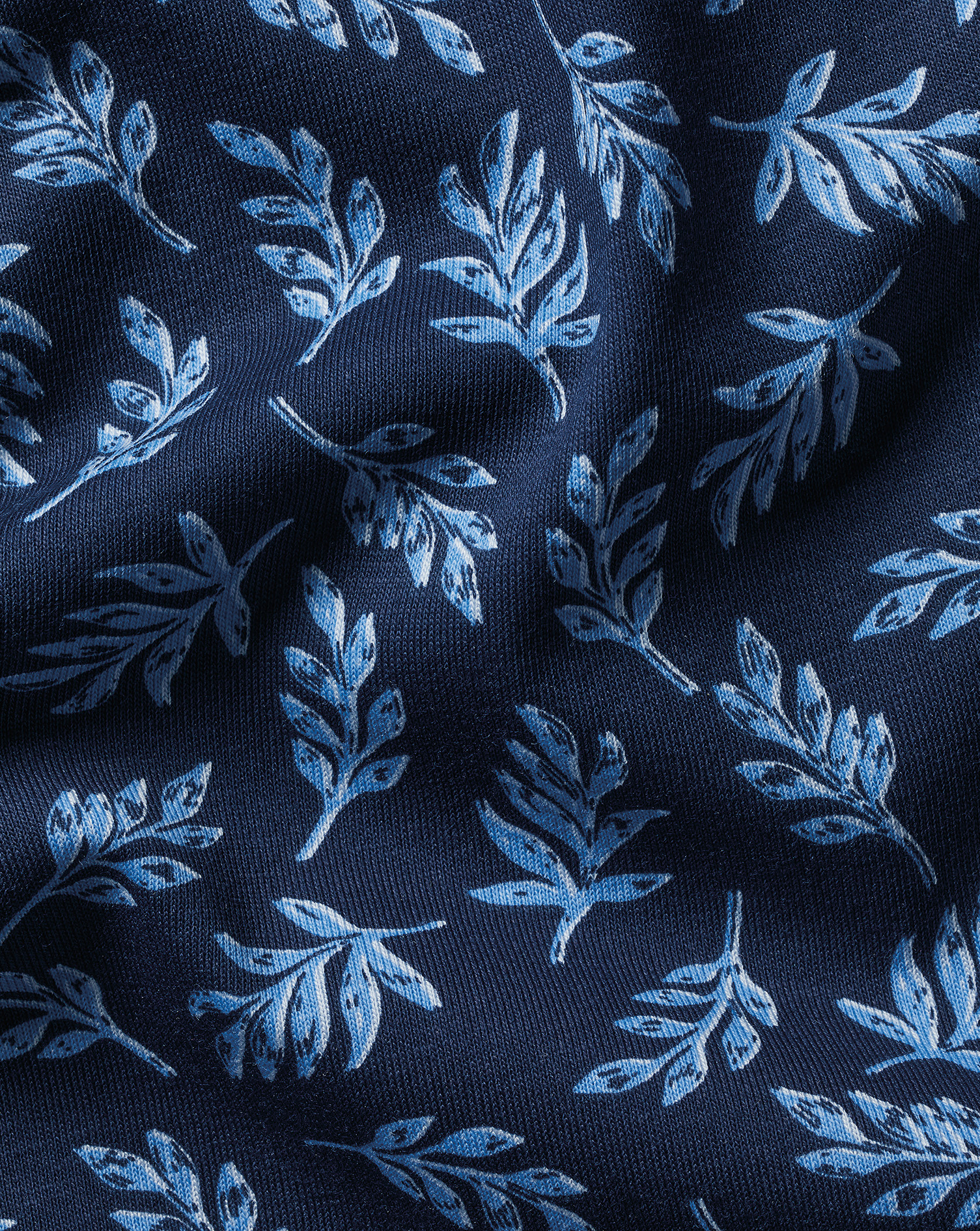 Performance Leaf Print Polo - French Blue