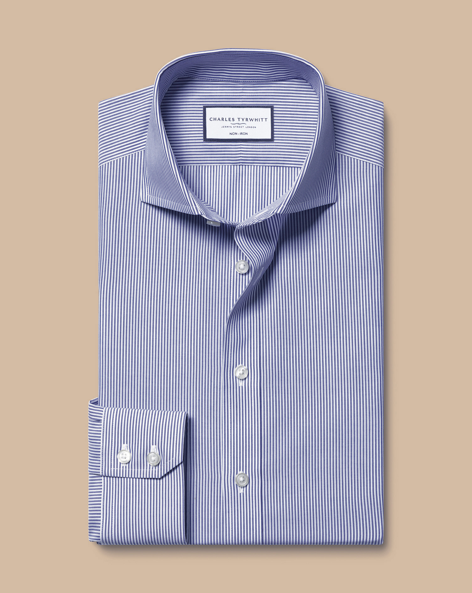 Cutaway Collar Non-Iron Bengal Stripe Shirt - Royal Blue