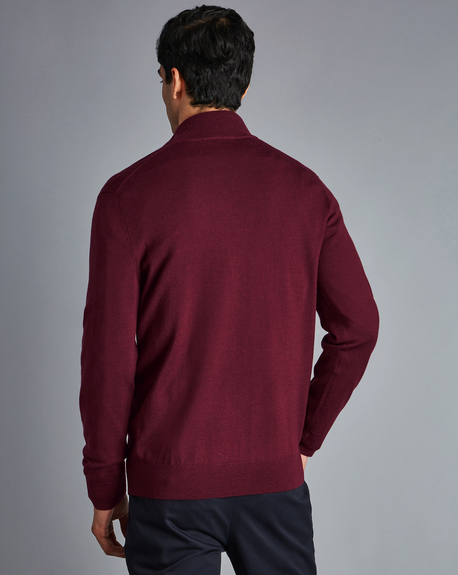 Merino Zip Neck Jumper - Burgundy