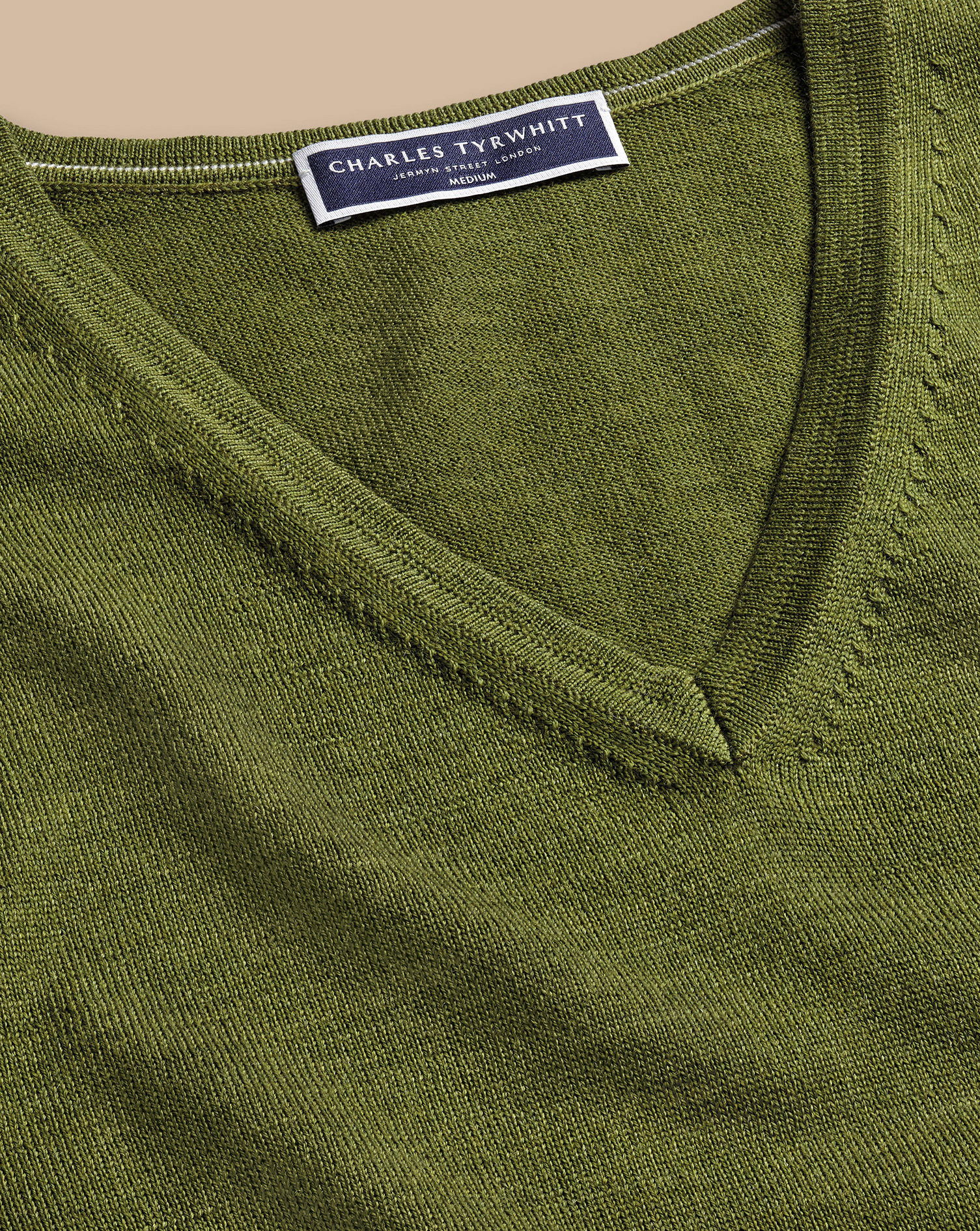 Merino V-Neck Jumper - Moss Green