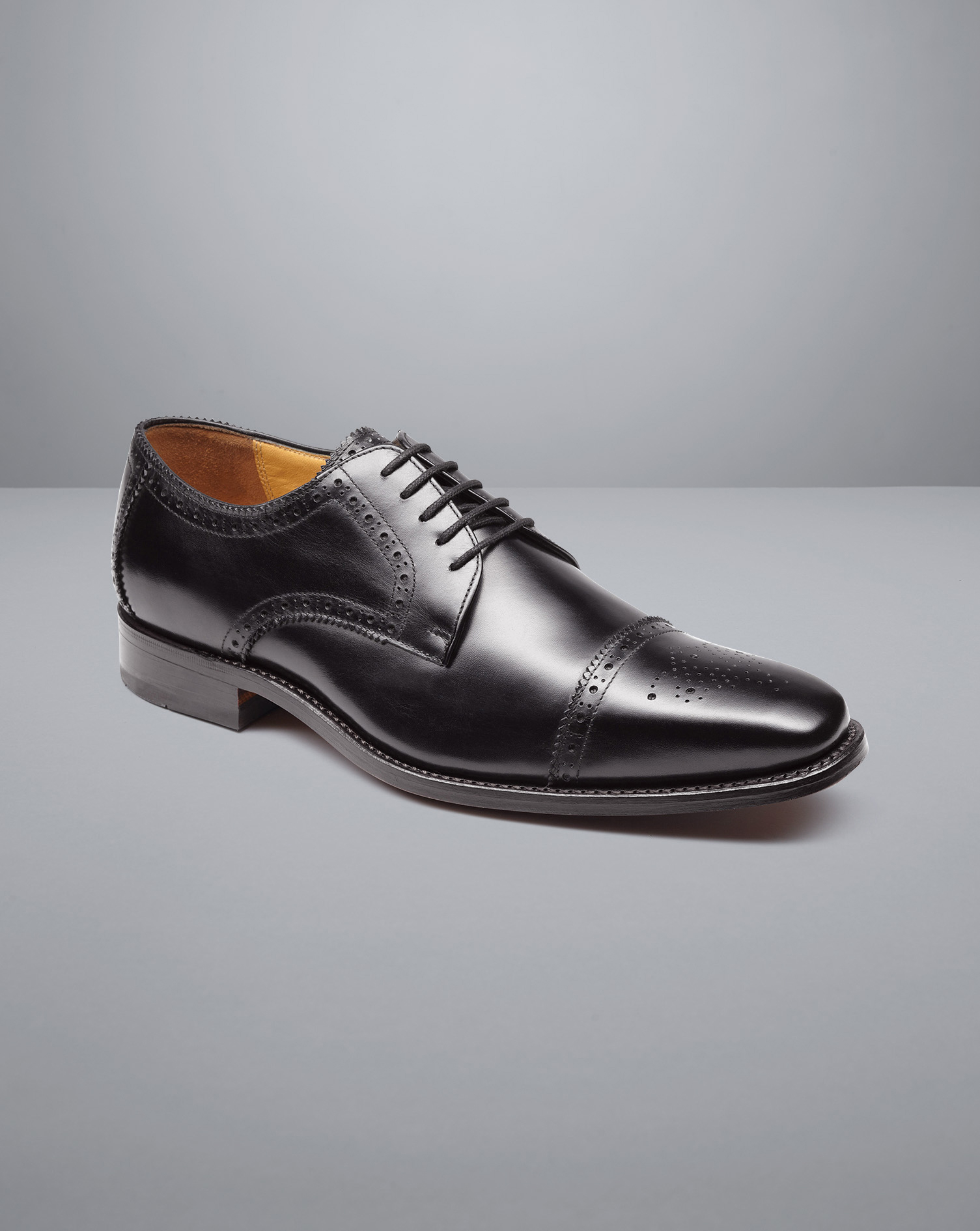 Square Toe Derby Brogue Shoes - Black