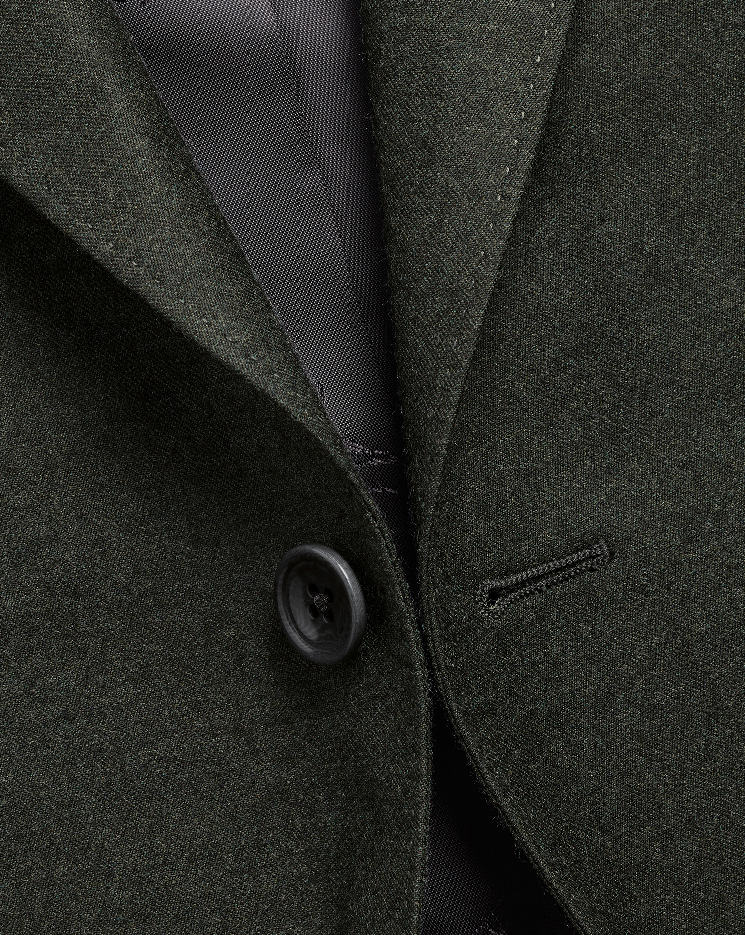 Italian Flannel Suit Jacket  - Forest Green