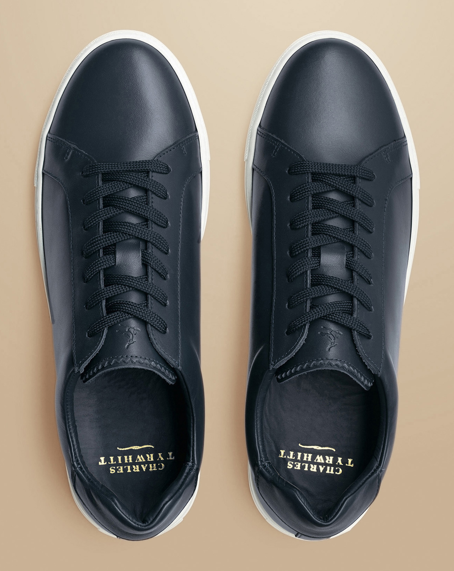 Leather Trainers - Navy