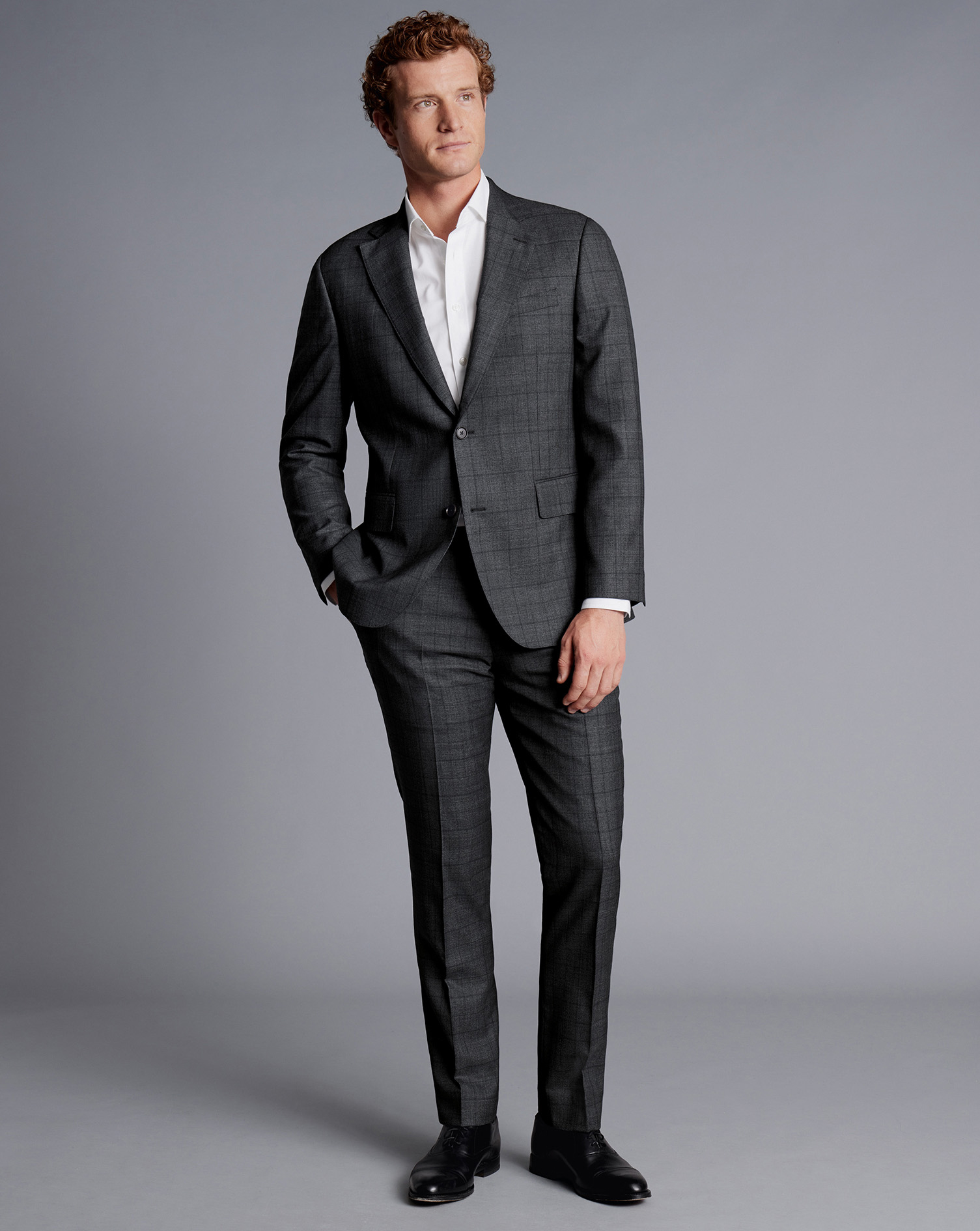 Ultimate Performance Check Suit Jacket - Charcoal Grey