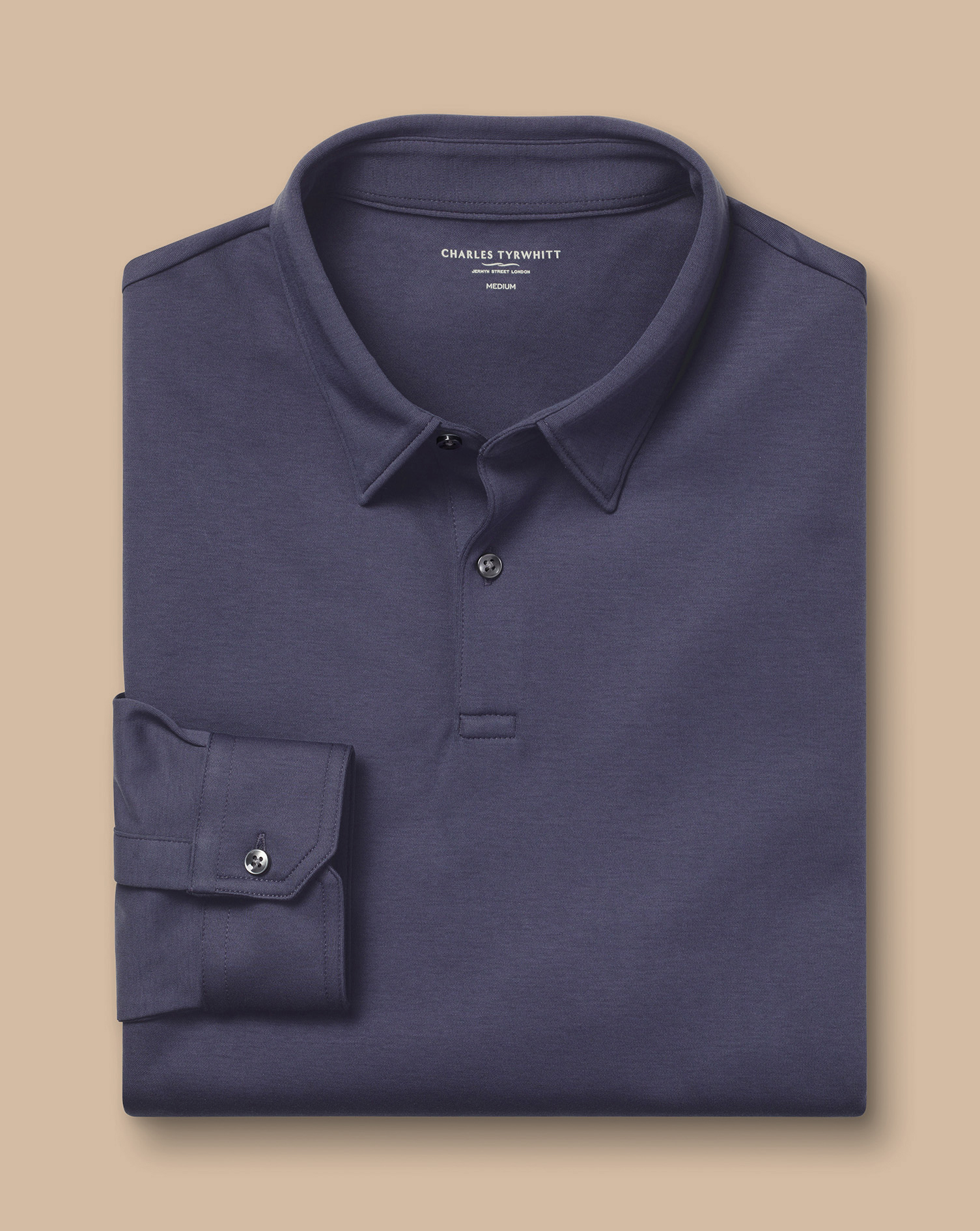 Long Sleeve Smart Jersey Polo - Dark Mauve