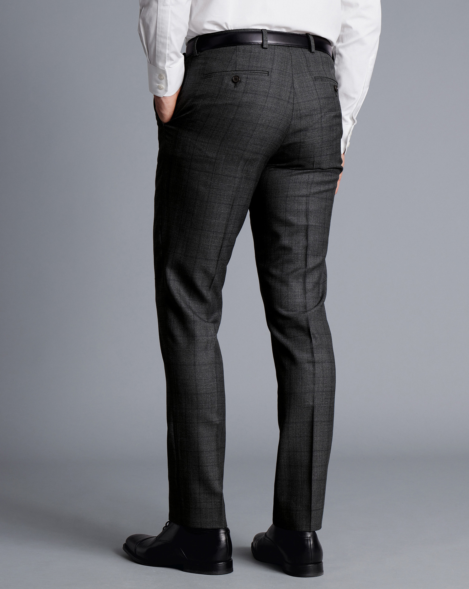 Ultimate Performance Check Suit Trousers - Charcoal Grey