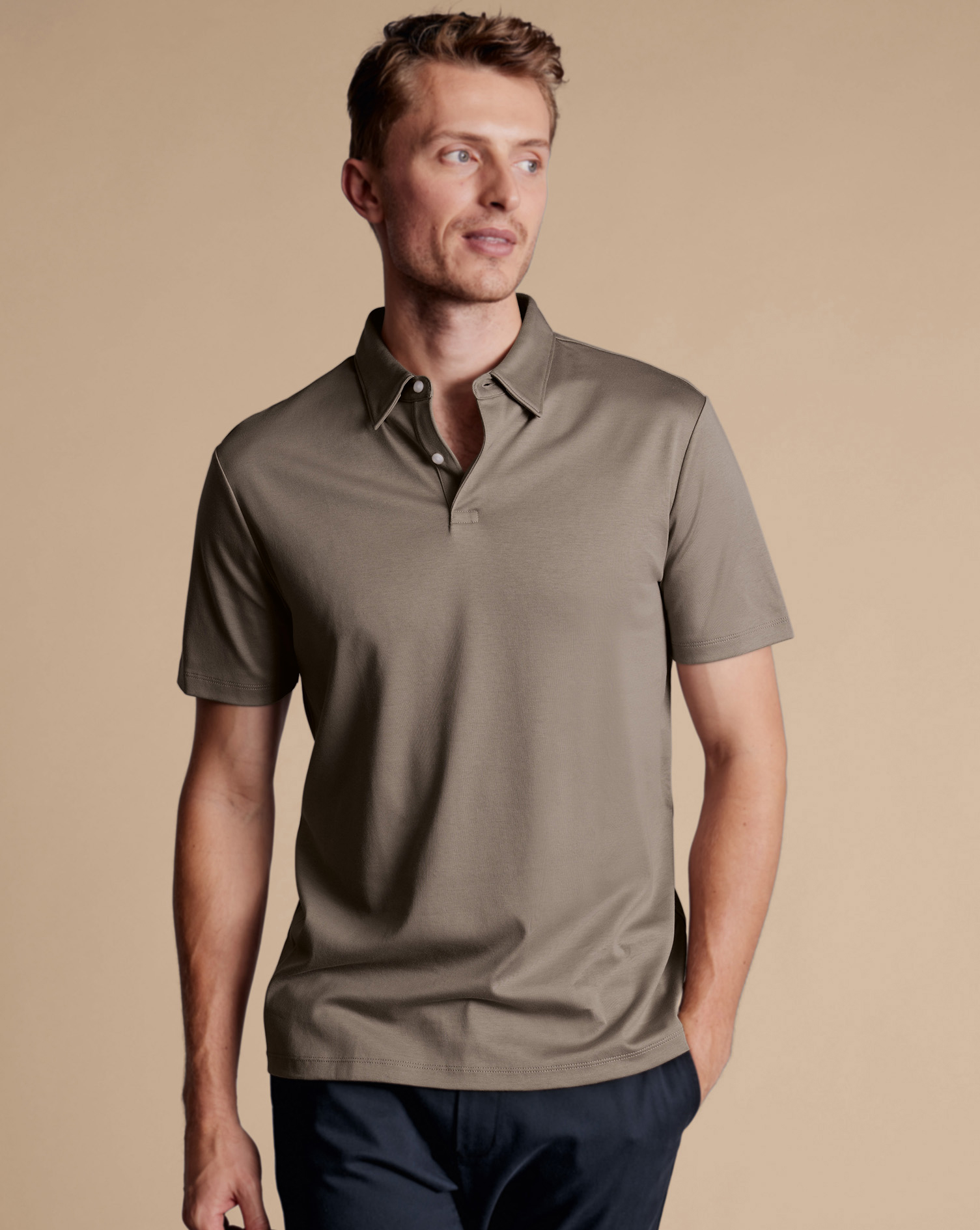 Smart Jersey Polo - Taupe